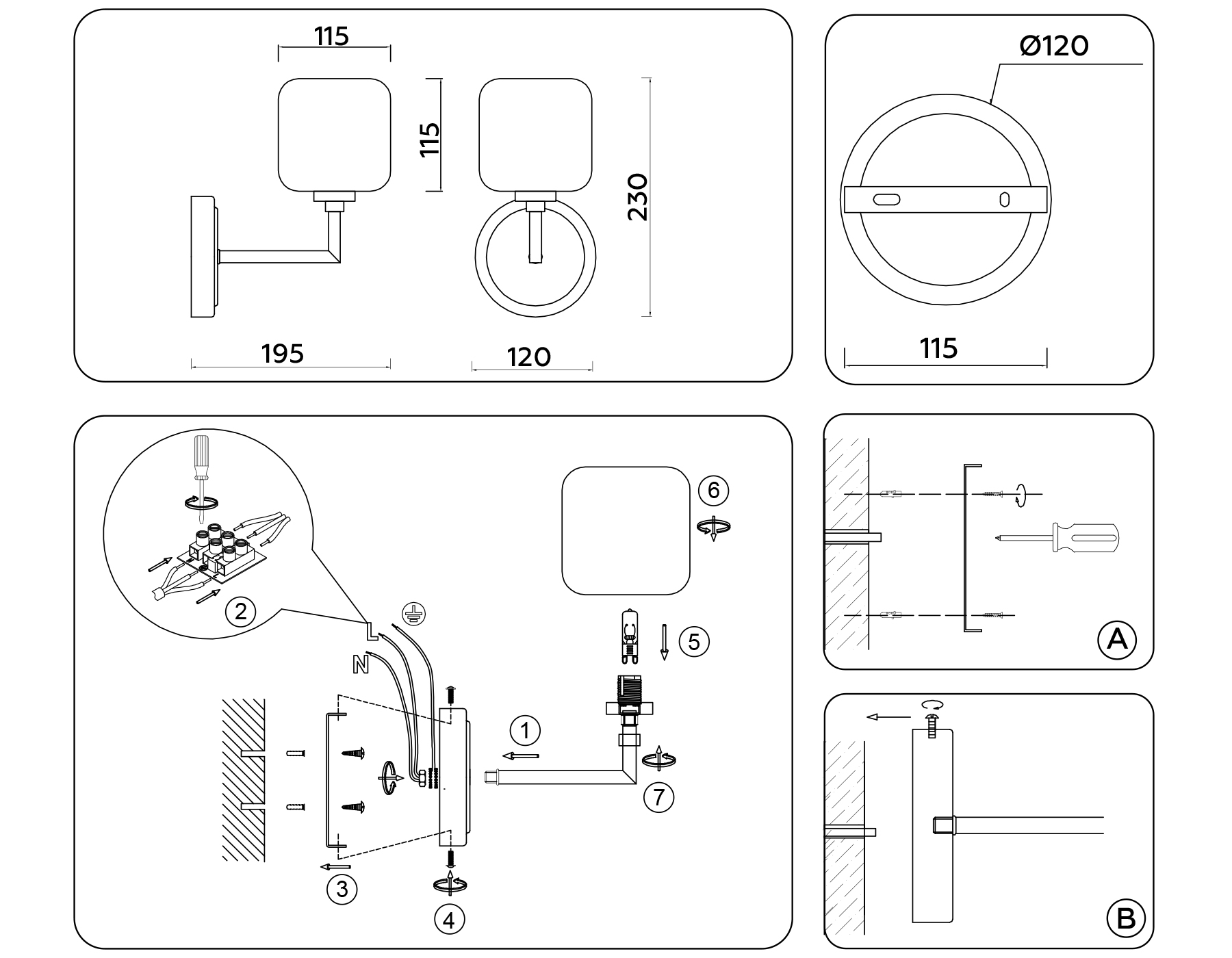 Настенный светильник LH53021 BS/FR латунь/белый матовый G9 max 40W 195*120*230