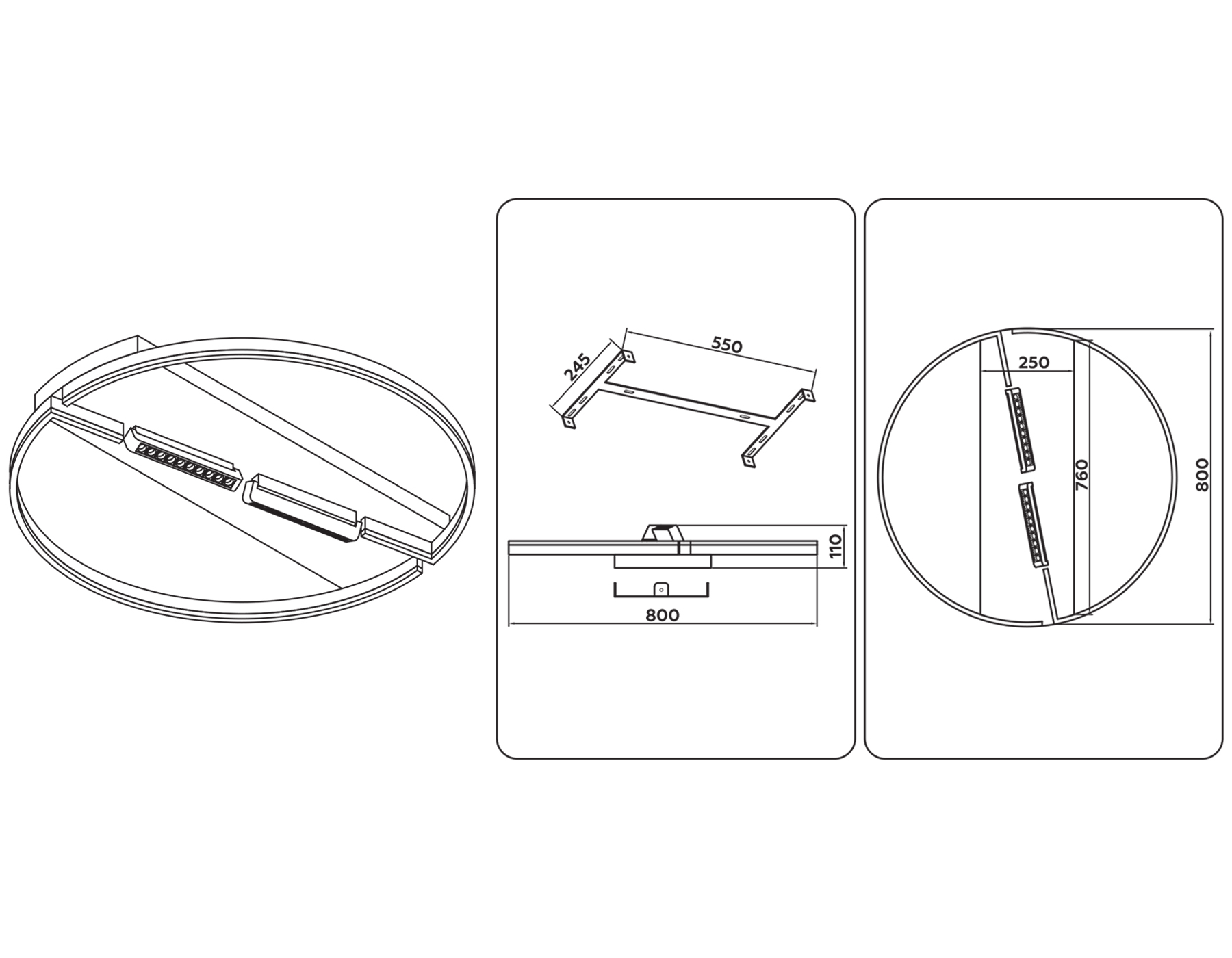 Потолочный светодиодный светильник FL51462/1+2 BK черный 106W 3000K-6400K+4200K D800*110 (ПДУ РАДИО 2.4G)