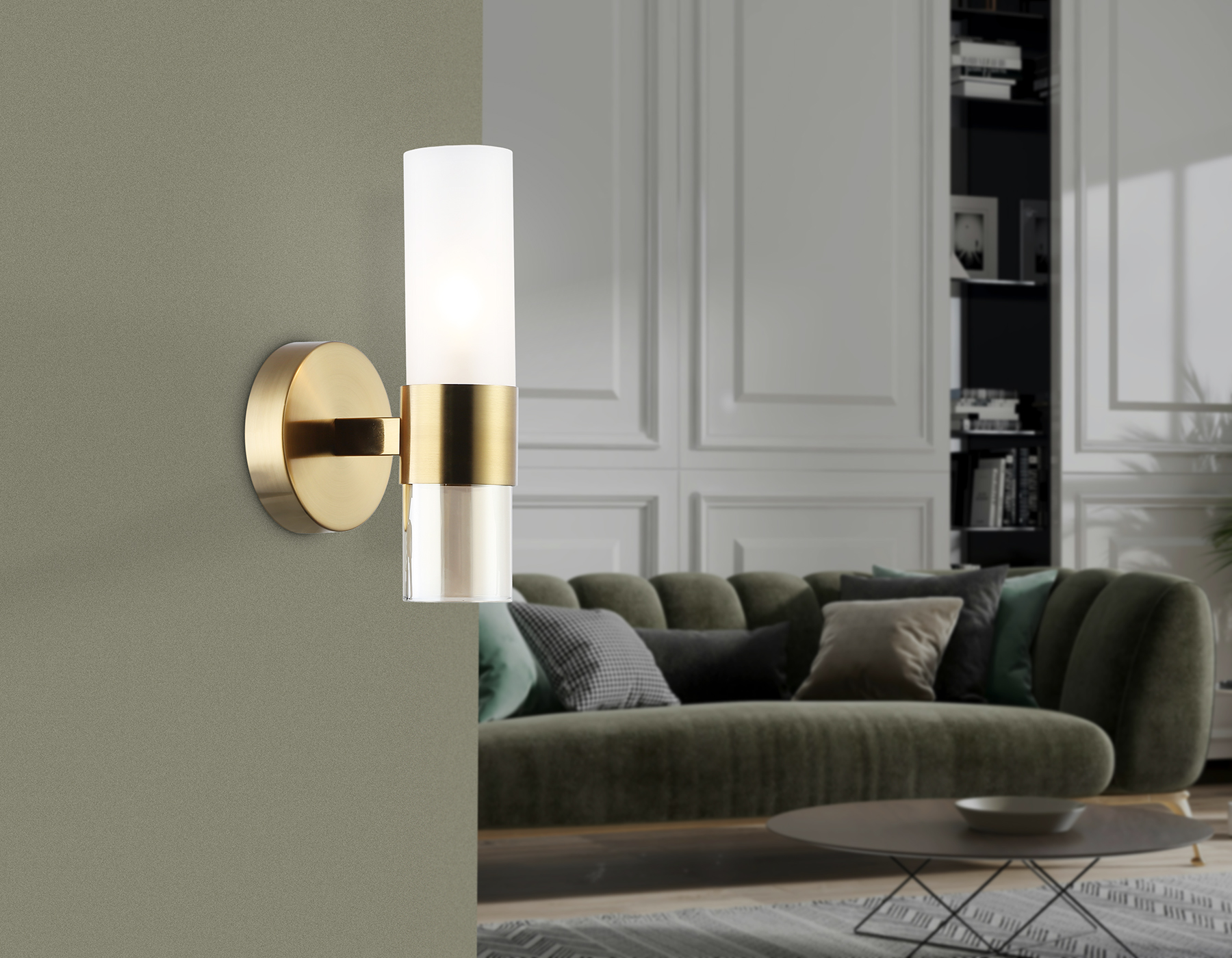 Настенный светильник LH55116 BS/FR/TI латунь/белый матовый/янтарь E14 max 40W 130*100*225