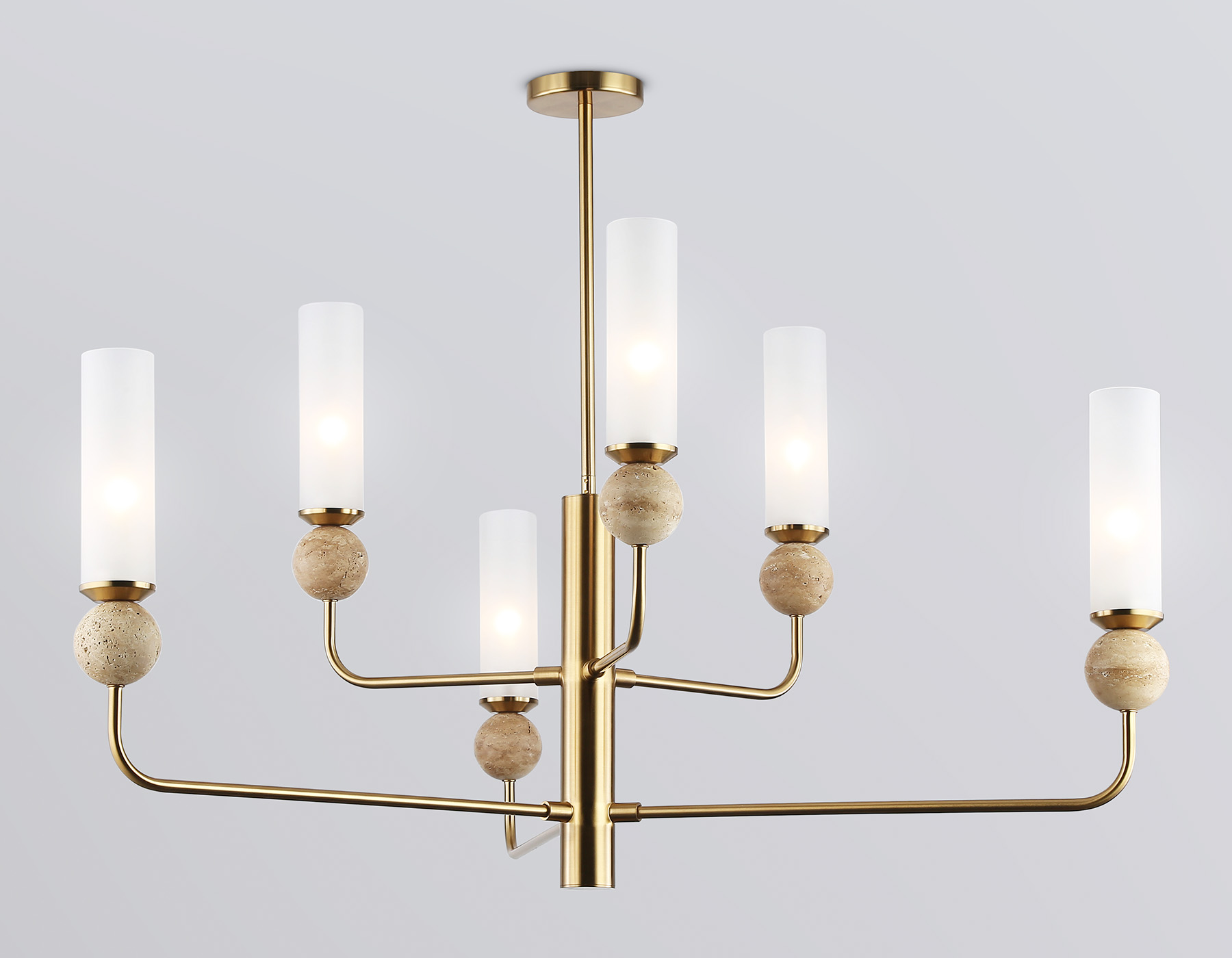 Люстра на штанге с мрамором LH53251/6 BS/FR латунь/белый матовый E14*6 max 40W D1050*1445