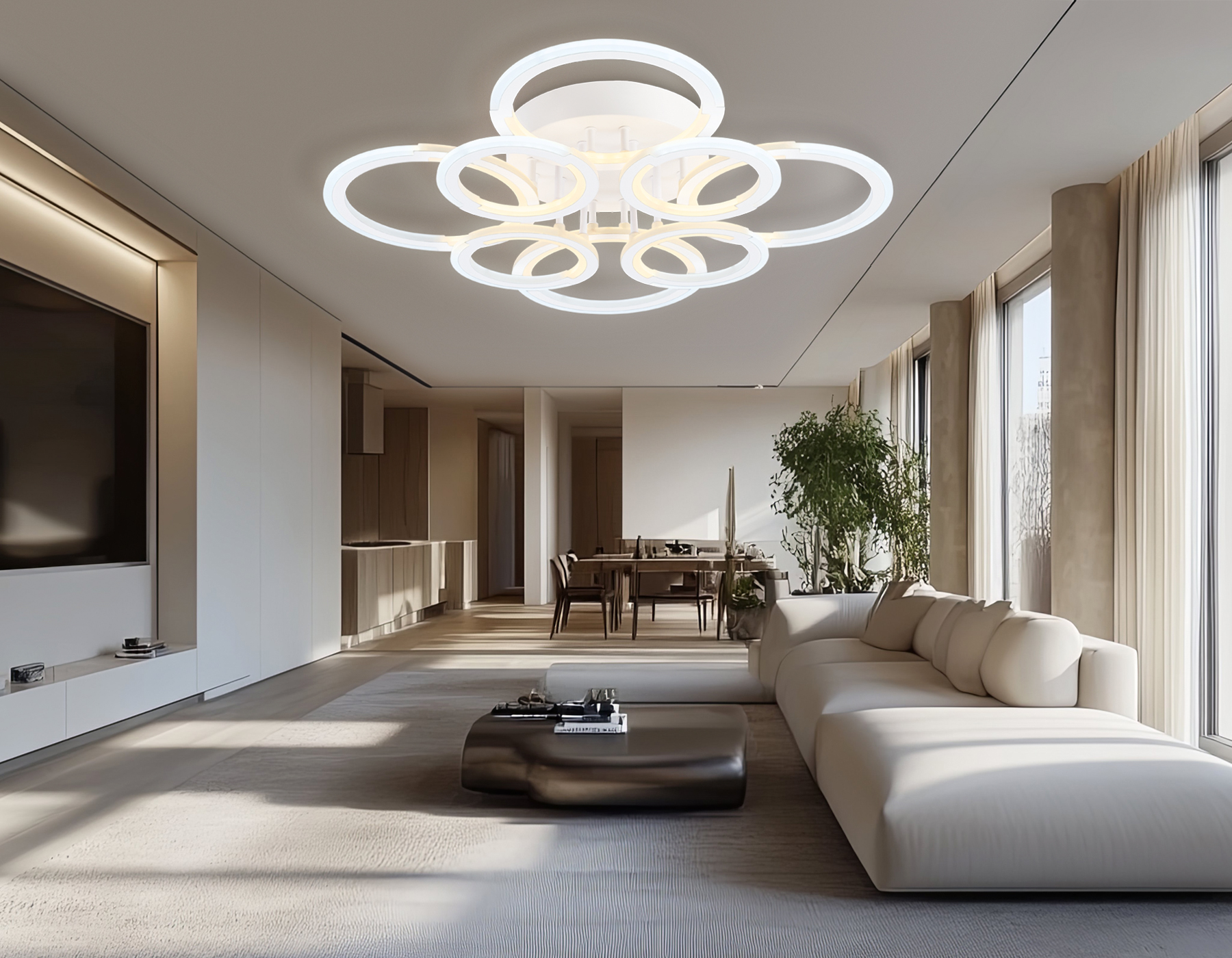 Светильник светодиодный потолочный FA8945/4+4 WH белый 106W 3000-6000K D670*120 (ПДУ ИК)