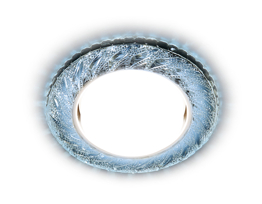 Встраиваемый точечный светильник GX53 с LED подсветкой G303 CL/CLD хром/прозрачный GX53+3W(LED COLD)