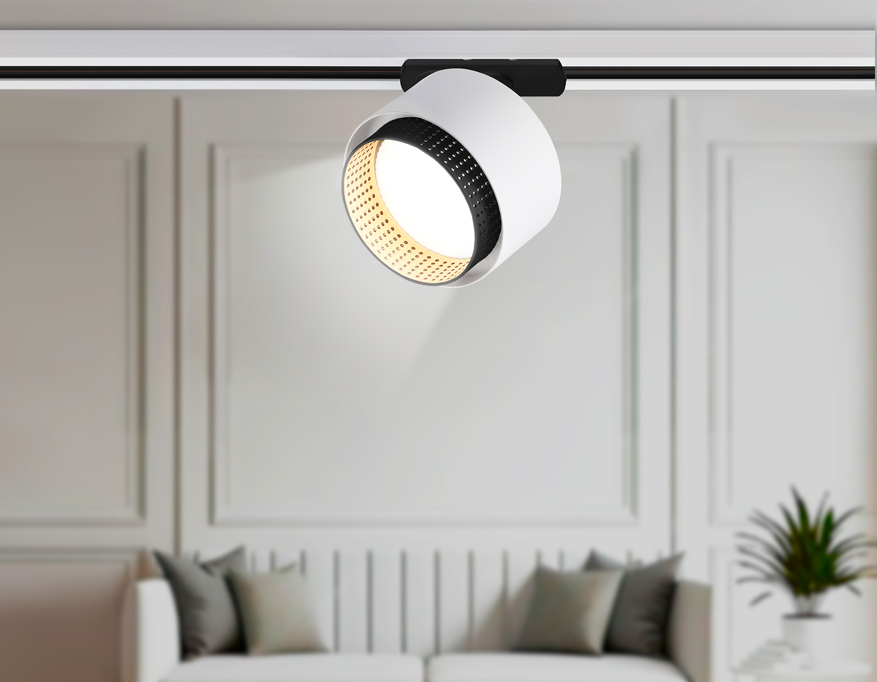 Трековый однофазный светильник со сменной лампой GL5379 WH/BK белый/черный GX53 max 12W D95*130