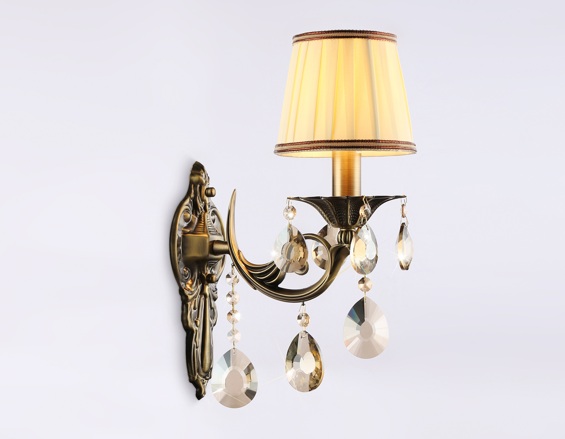 Настенный светильник с абажуром и хрусталем TR4578 SB/WH бронза/белый E14 max 40W 405*130*230