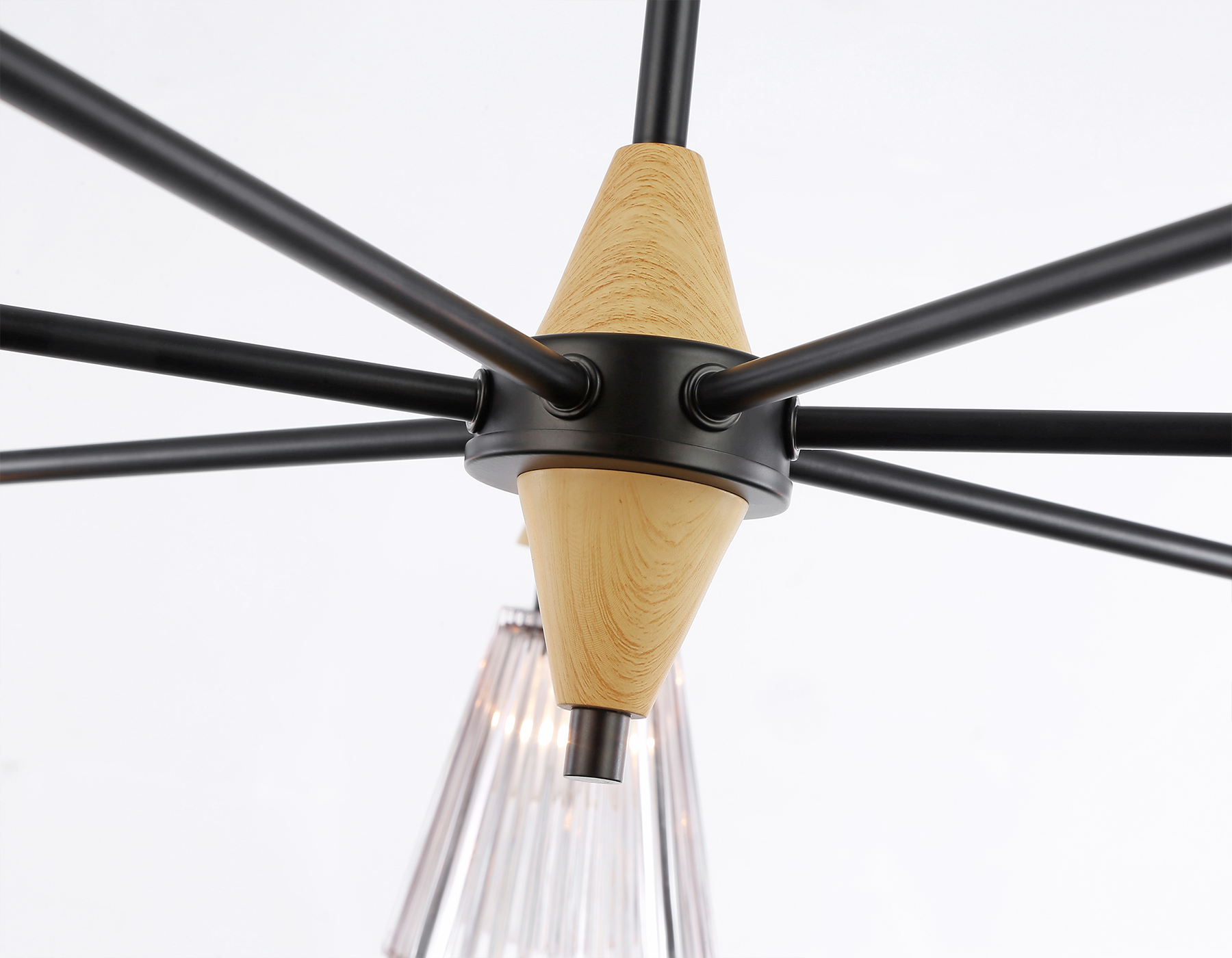 Люстра на штанге LH58116/7 BK/LW/SM черный/светлое дерево/дымчатый E14*7 max 40W D750*390