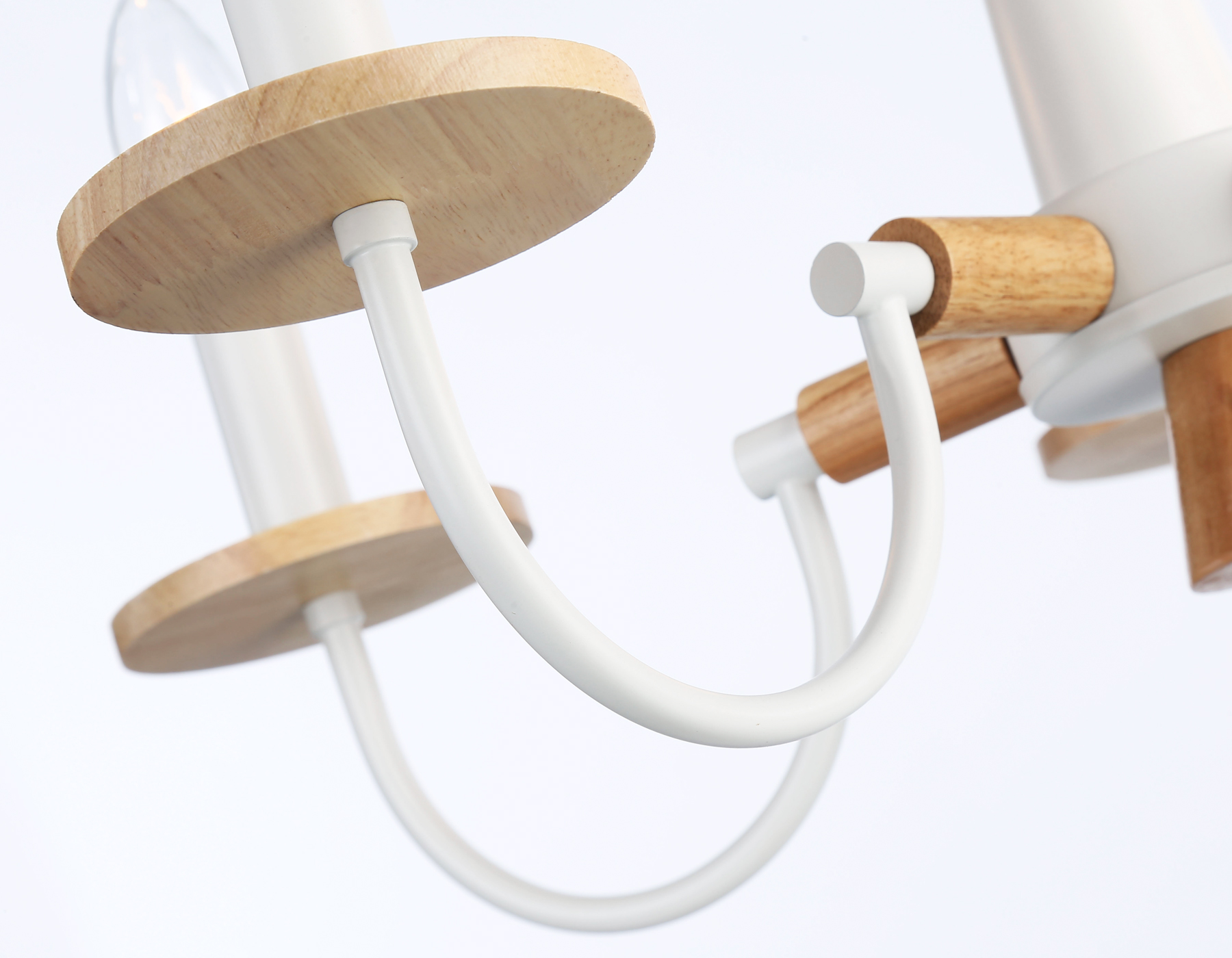 Подвесная люстра TR9592/5 WH/LW белый/светлое дерево E14/5 max 40W D555*660