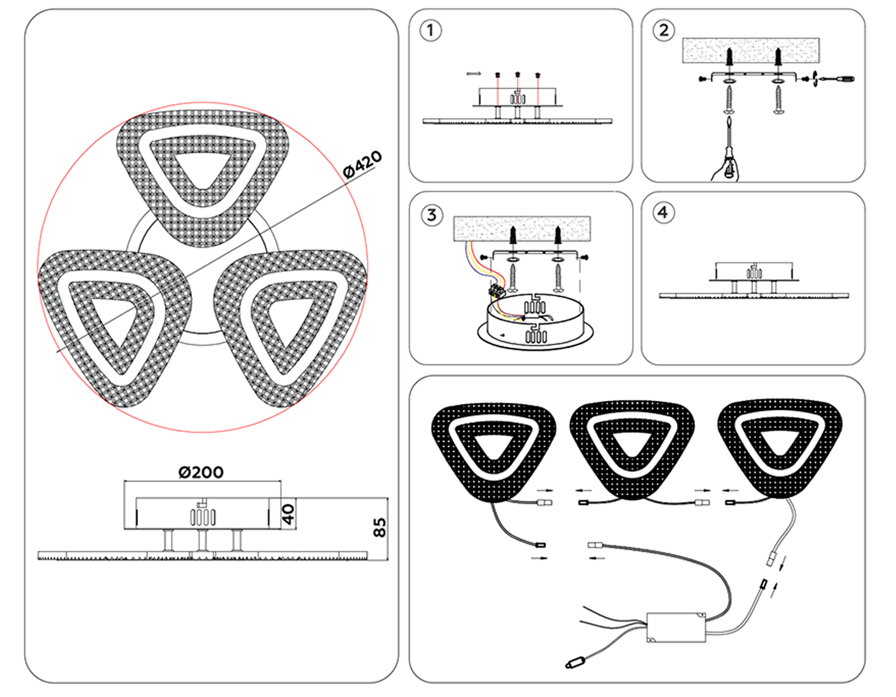 Потолочный светодиодный светильник с пультом FA4018/3 WH белый 62W 3000K+6400K/4200K/6400K+3000K D420*85 (ПДУ ИК)