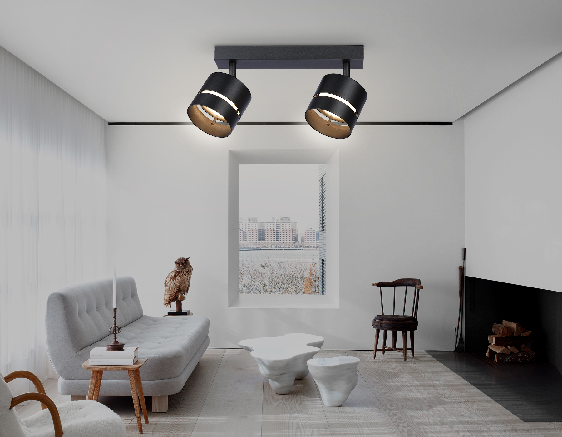 Светильник накладной поворотный со сменной лампой GU10 TN71060/2 BK черный GX53/2 max 12W 280*85*150