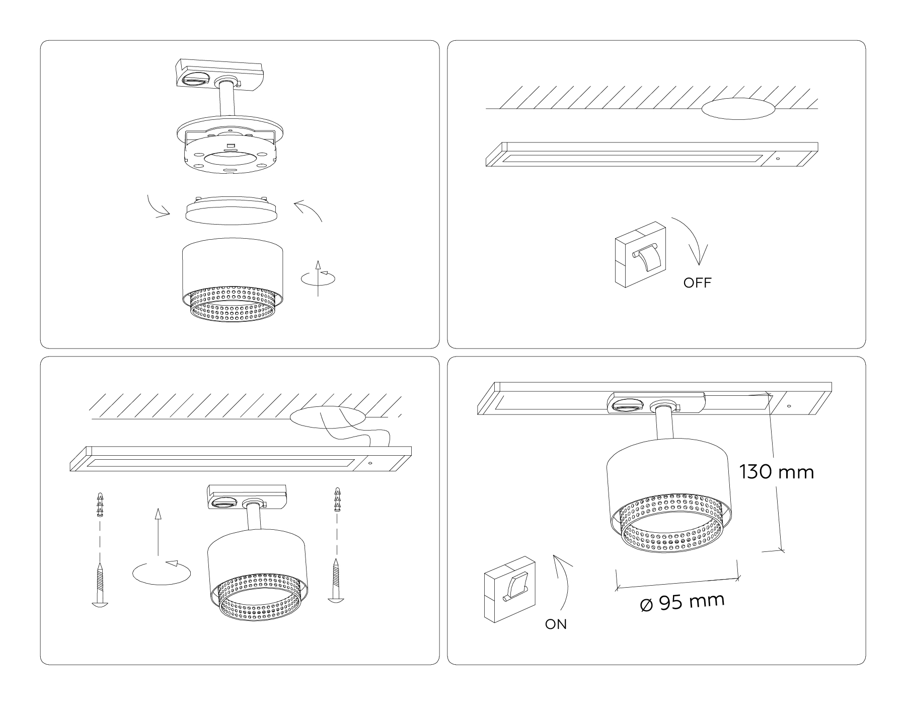 Трековый однофазный светильник со сменной лампой GL5381 BK/GD черный/золото GX53 max 12W D95*130