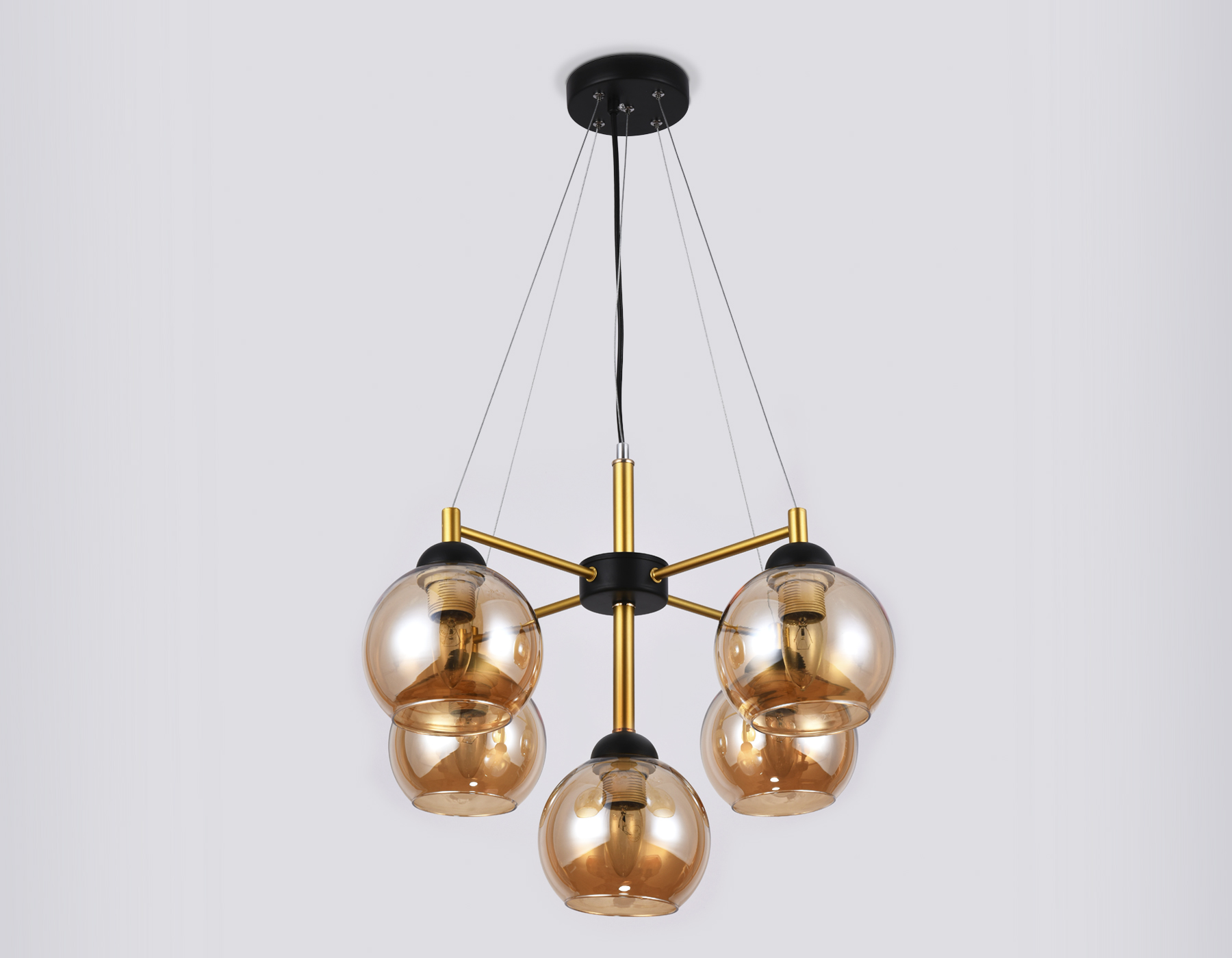 Подвесная люстра TR9026/5 BK/TI черный/янтарь E27 max 40W D580*600