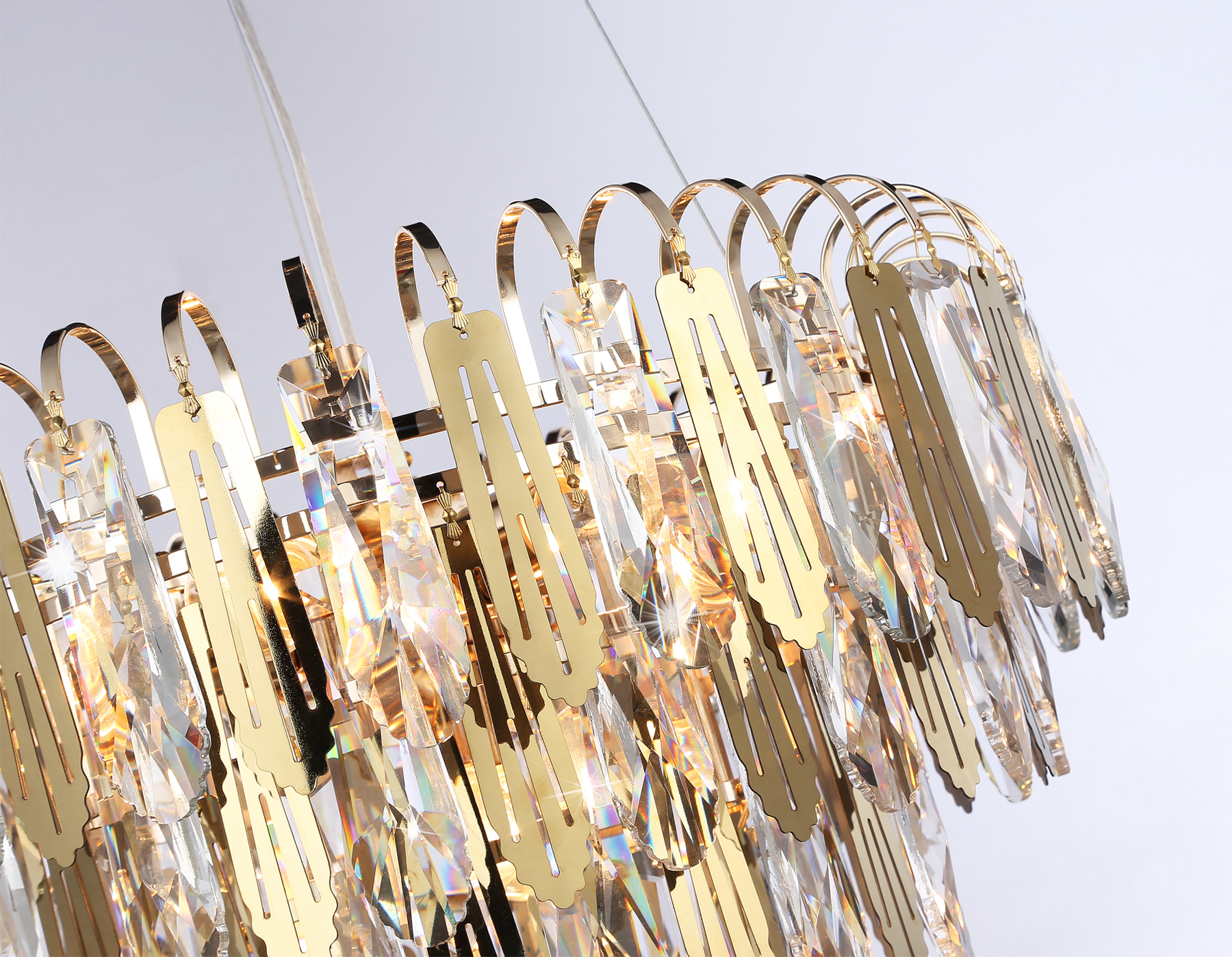 Подвесная люстра с хрусталем TR5256/8 SGD/CL золото/прозрачный E27*8 max 40W D500*350