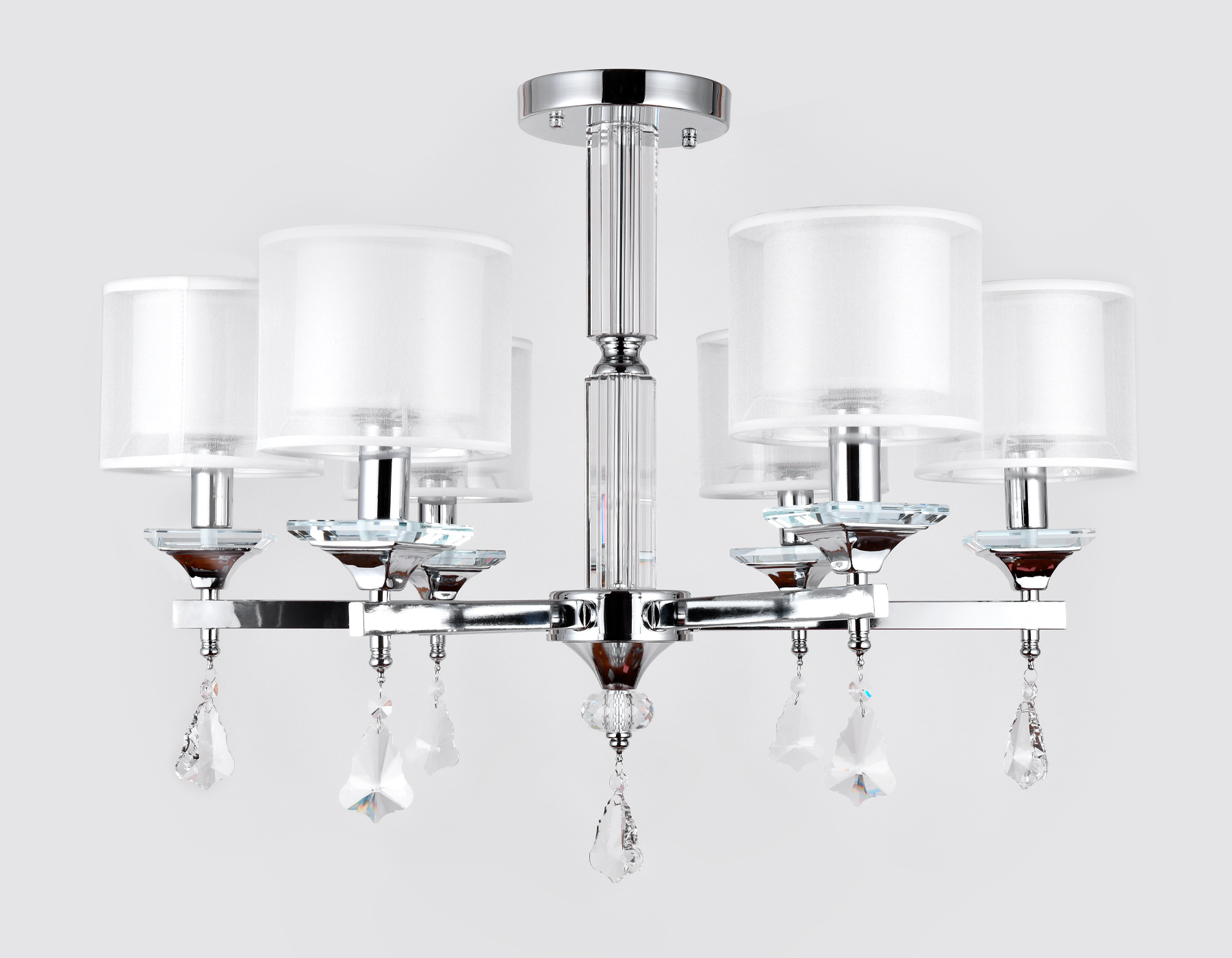 Подвесная люстра с хрусталем TR4533/6 CH/WH хром/белый E14/6 max 40W D700*560