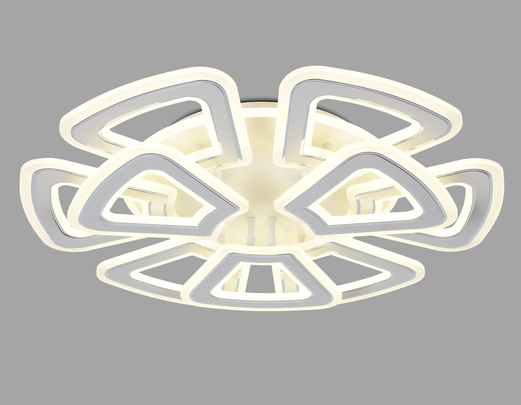 Управляемый светодиодный светильник FA8892/6+3 WH/CH белый/хром 210W 3000K/4200K/6400K 650*640*130 (ПДУ РАДИО 2.4G)