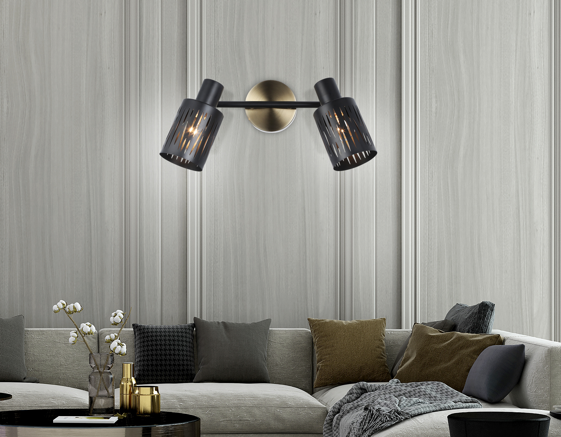 Настенно-потолочный спот в стиле лофт TR8668/2 BK/SB чёрный/бронза E14/2 max 60W 360*100*190