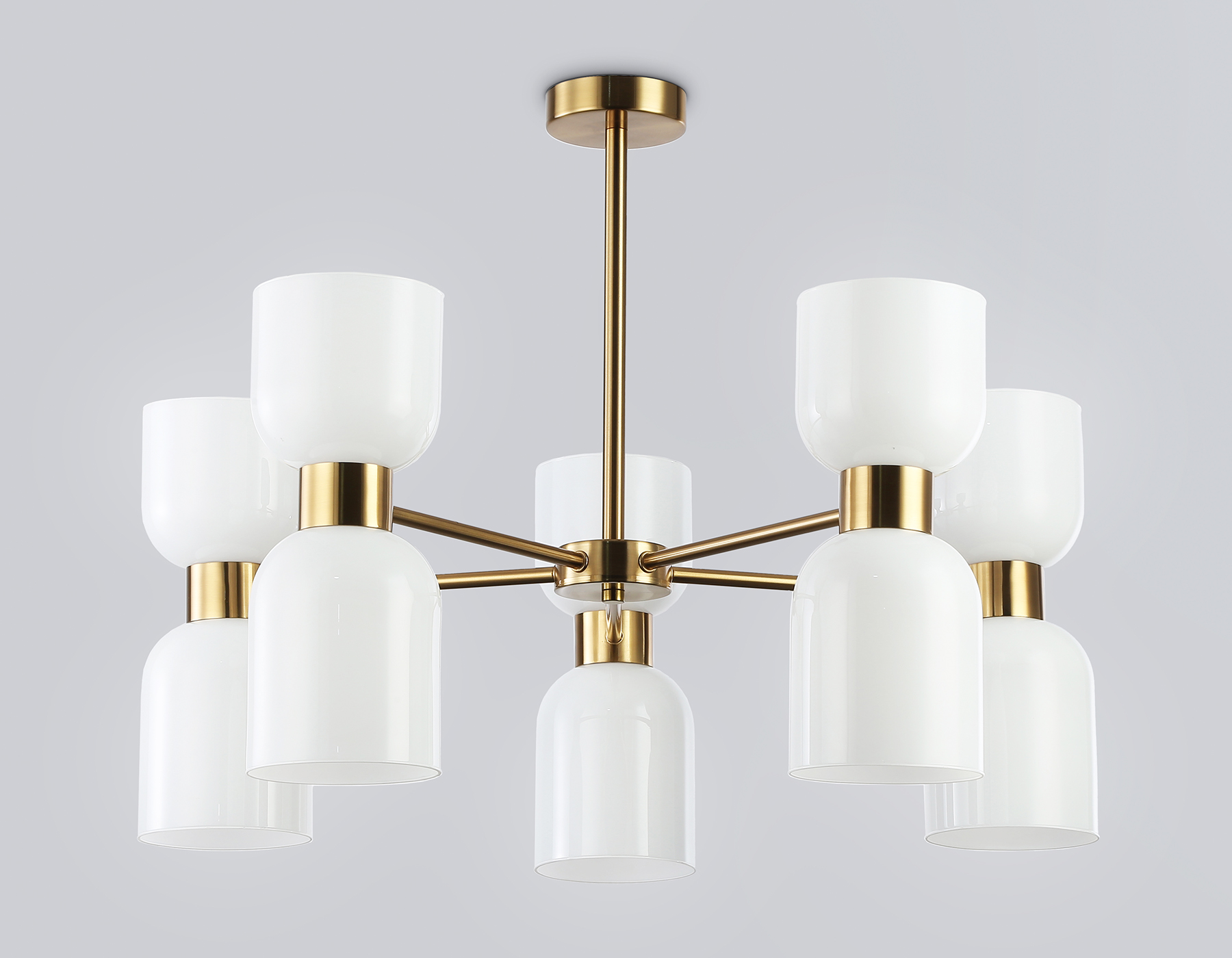 Люстра на штанге LH56093/10 BS/FR латунь/белый матовый E14*10 max 40W D700*510