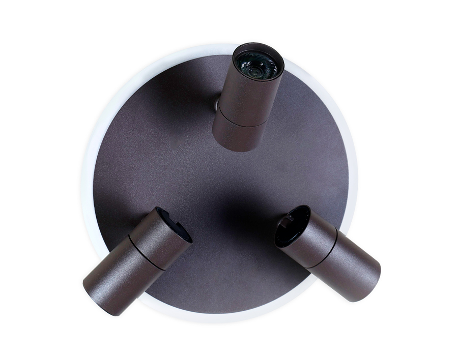 Поворотный настенно-потолочный светодиодный светильник FW265/3 SCF кофе песок LED 6400K+4200K 16W+3W*3 D280*120