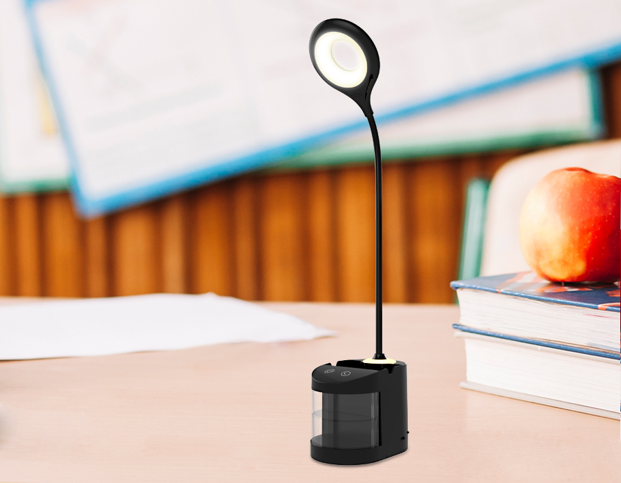 Настольная светодиодная лампа со встроенной аккумулятороной батареей и органайзером DE562 BK черный LED 4200K 4W