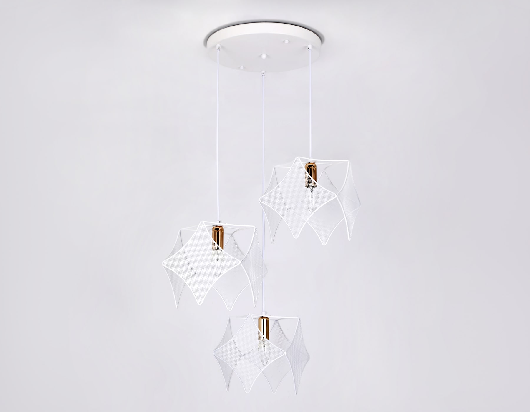 Подвесной светильник в стиле лофт TR8426/3 WH/GD белый/золото E14/3 max 40W D510*1000