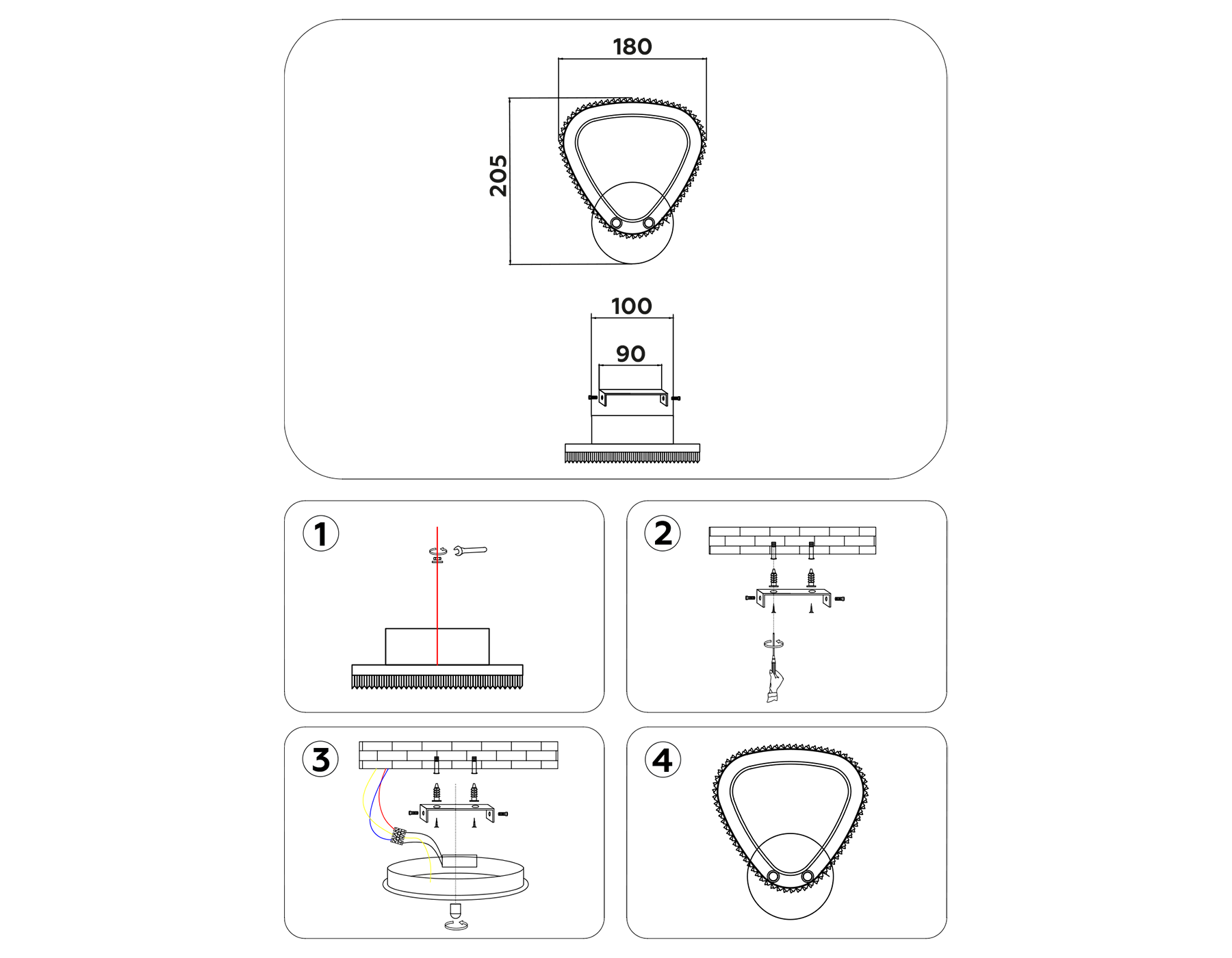 Настенный светодиодный светильник с выключателем на корпусе FA9557 WH белый 20W 6400K/3000K 220*250*70
