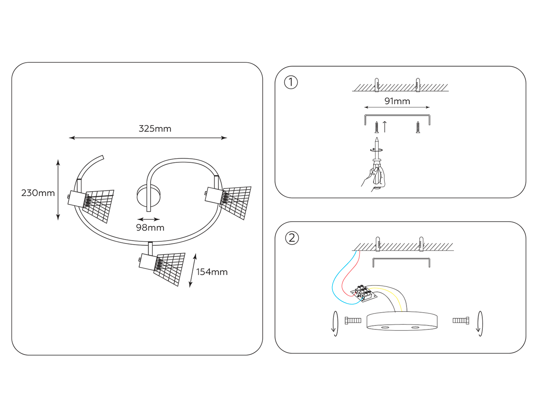 Настенно-потолочный спот в стиле лофт TR8605/3 WH/GD белый/золото E27*3 max 40W D325*230