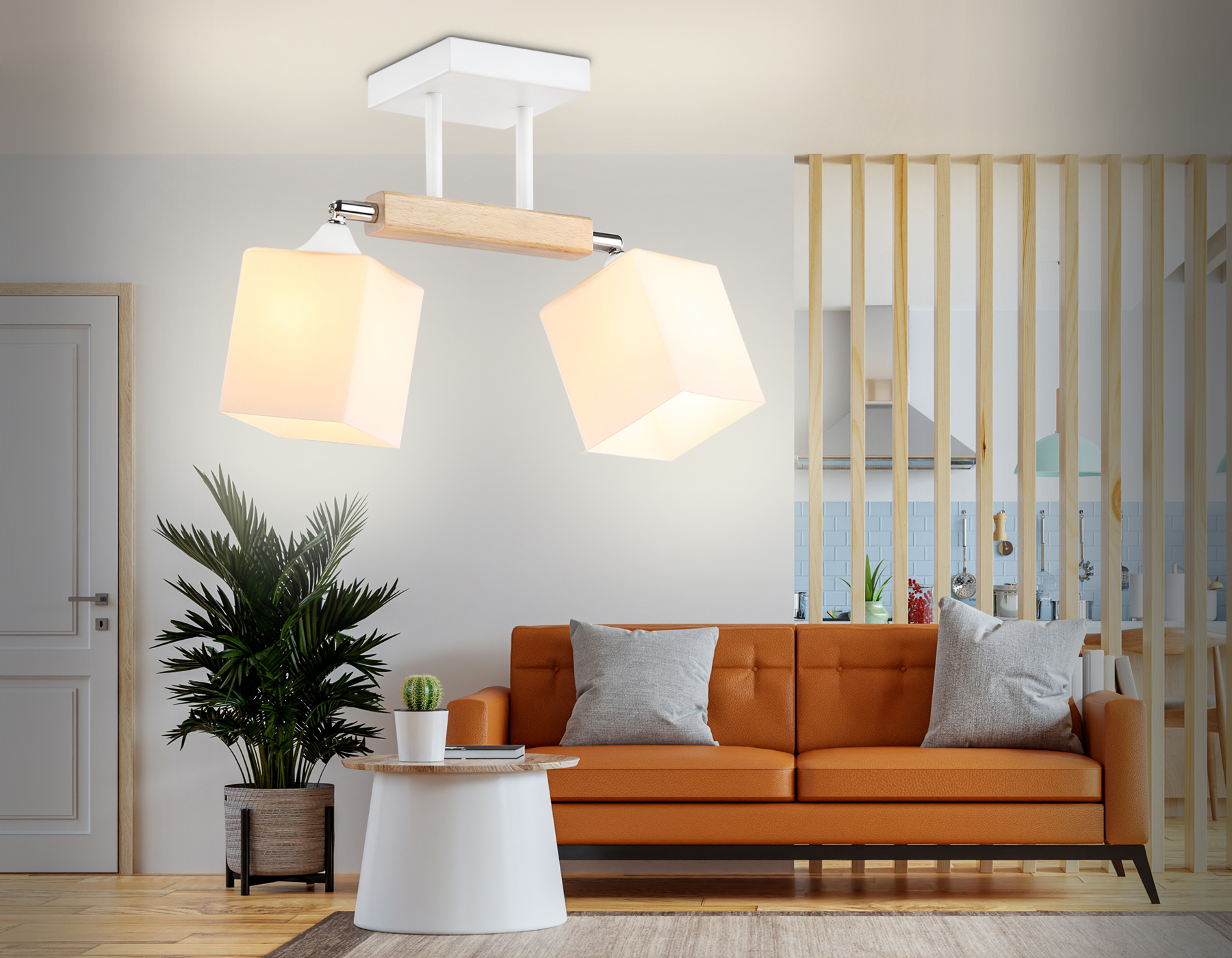 Подвесной светильник TR9511/2 WH/CH/FR белый/хром/белый матовый E27*2 max 40W 517*100*246