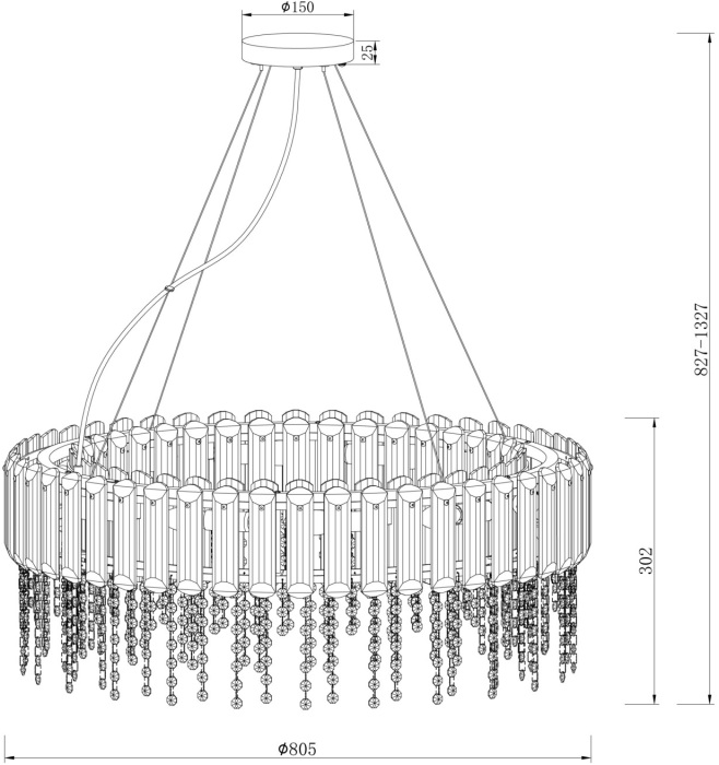Подвесная люстра хрустальная Hail MOD097PL-12CH (mod097pl-12ch)