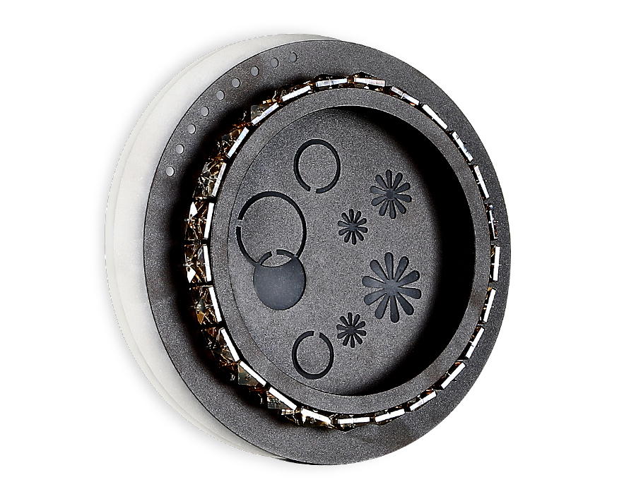 Настенный светодиодный светильник с хрусталем FA273 CF/TI кофе/янтарь LED 3000K+6400K 24W 200*180*50