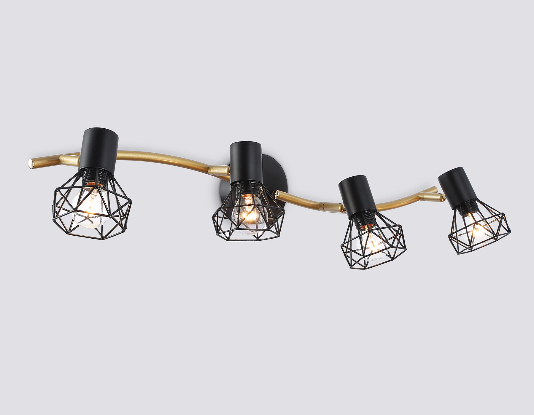 Настенно-потолочный спот в стиле лофт TR8658/4 BK/GD черный/золото E14/4 max 60W 750*100*185