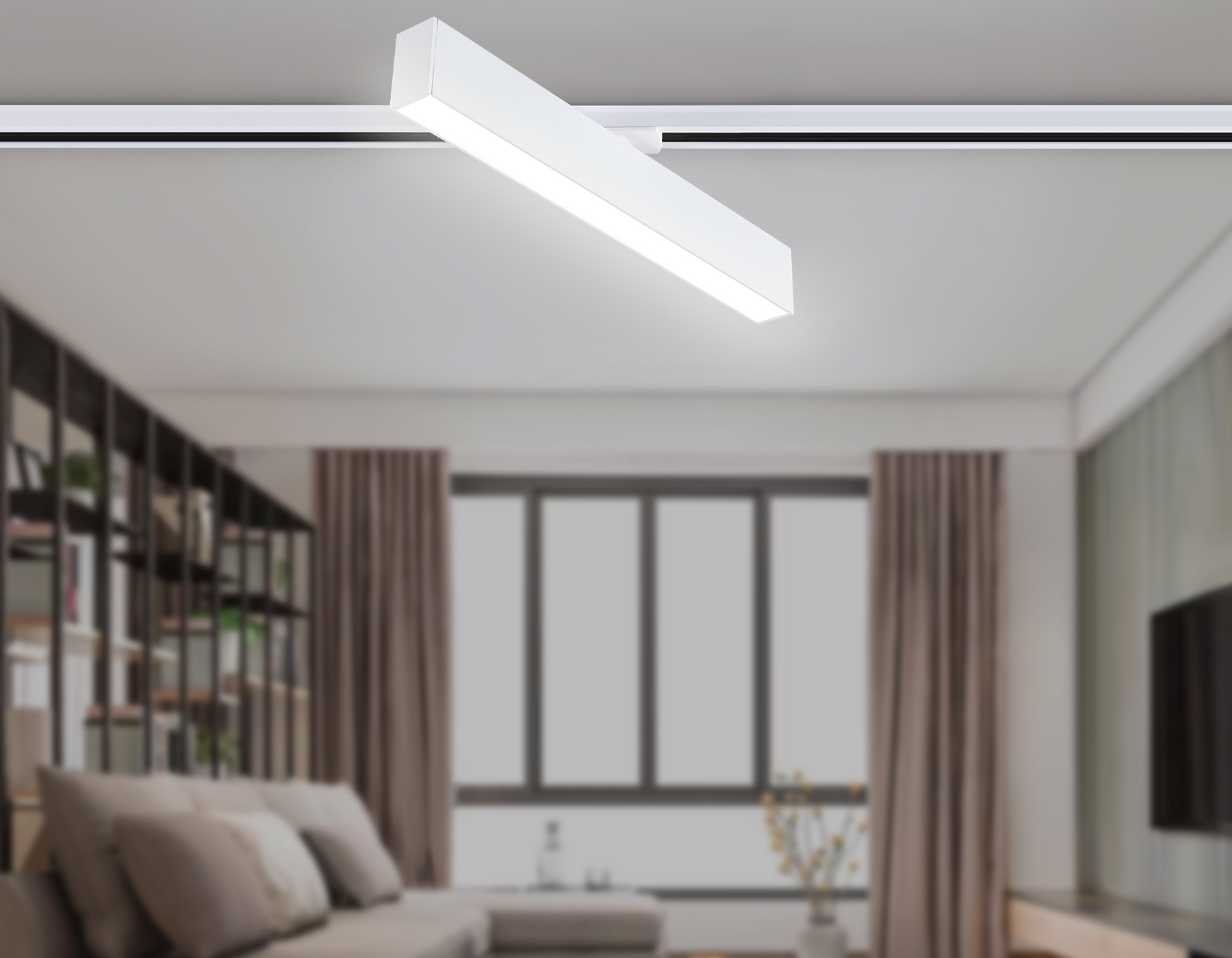 Трековый однофазный светодиодный светильник GL6772 WH белый LED 24W 4200K 600*22*48