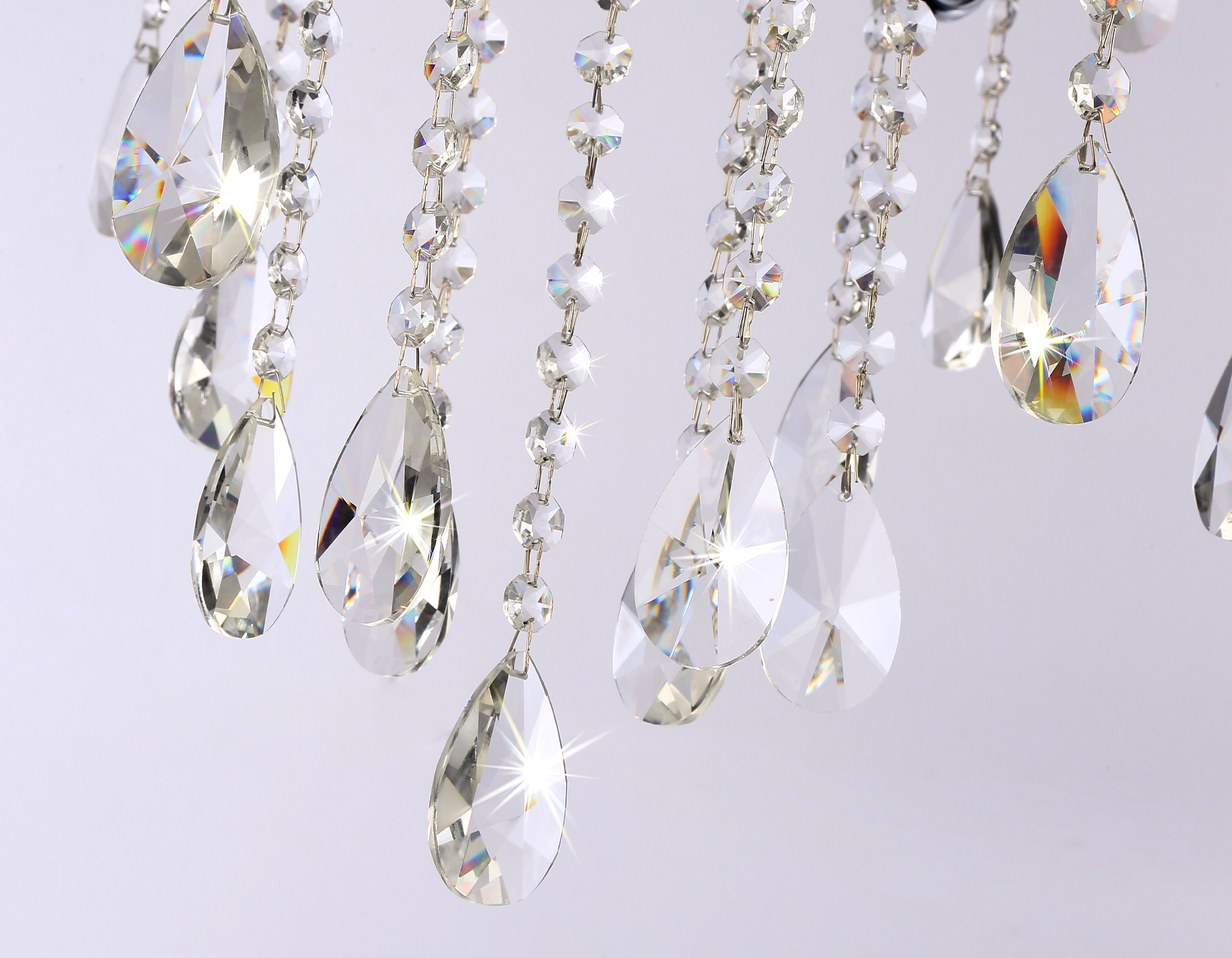 Подвесная люстра с абажурами и хрусталем TR4588/6 CH/SL хром/серебро E14/6 max 40W D660*570