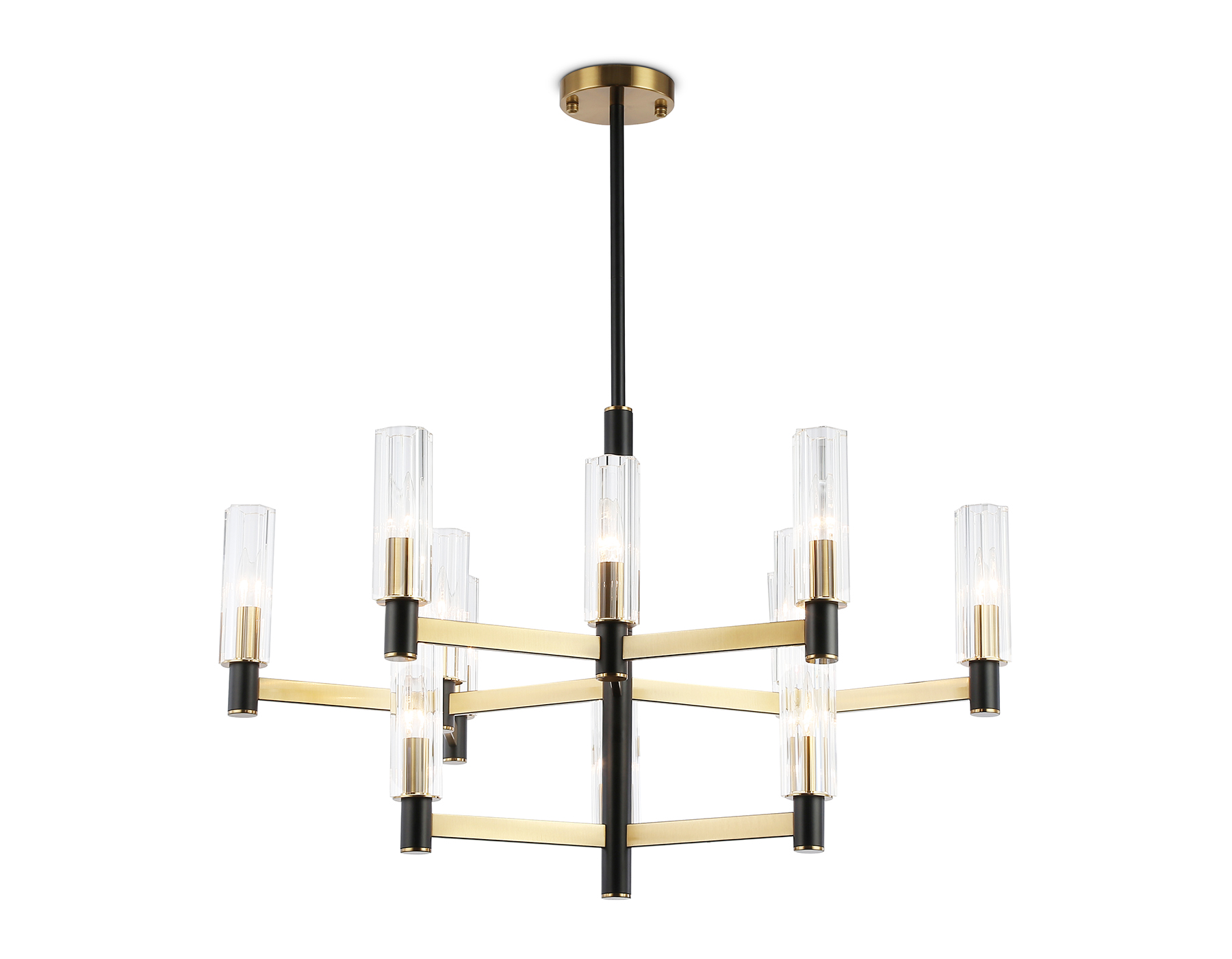 Люстра на штанге LH55515/12 BK/BS/CL черный/латунь/прозрачный E14*12 max 40W D860*905