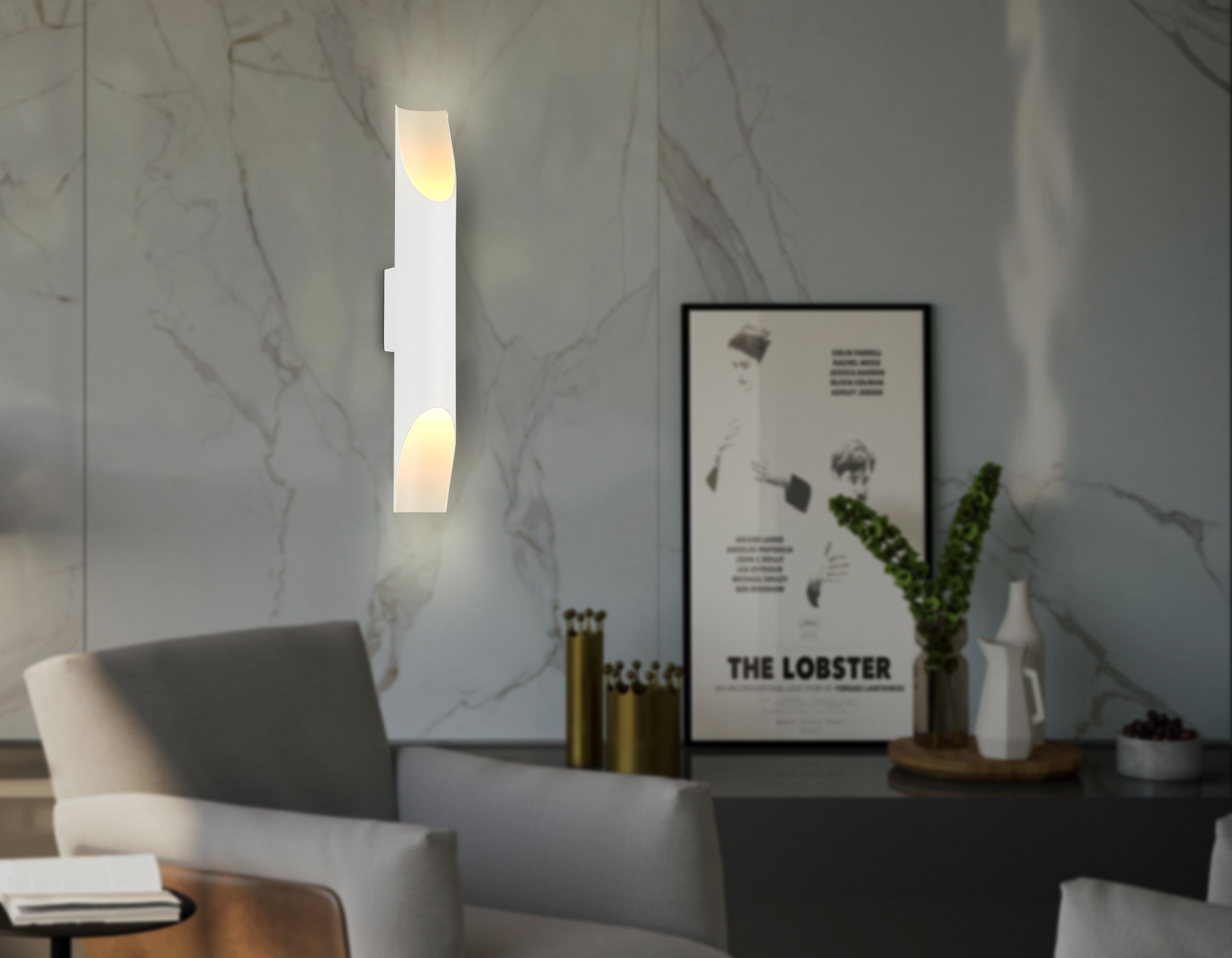 Светильник настенный со сменной лампой E27 TN5151/2 WH белый E27/2 max 40W 400*60*85