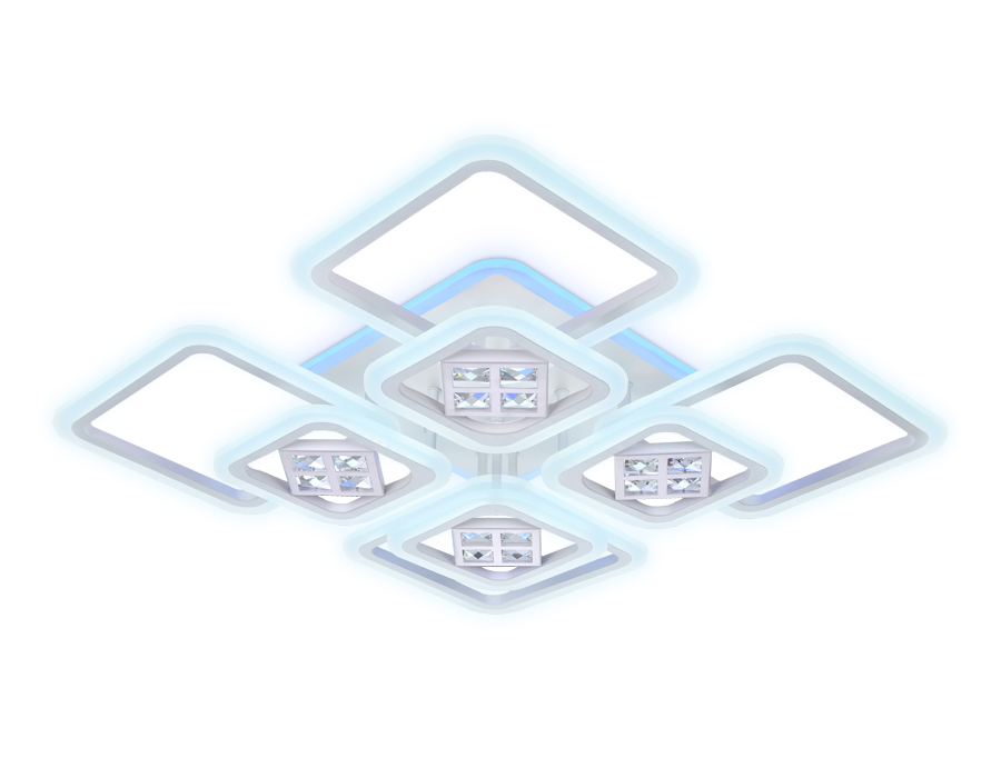 Потолочный светодиодный светильник с пультом FA289/4+4 WH белый 176W 820*820*120 (ПДУ РАДИО 2.4G)