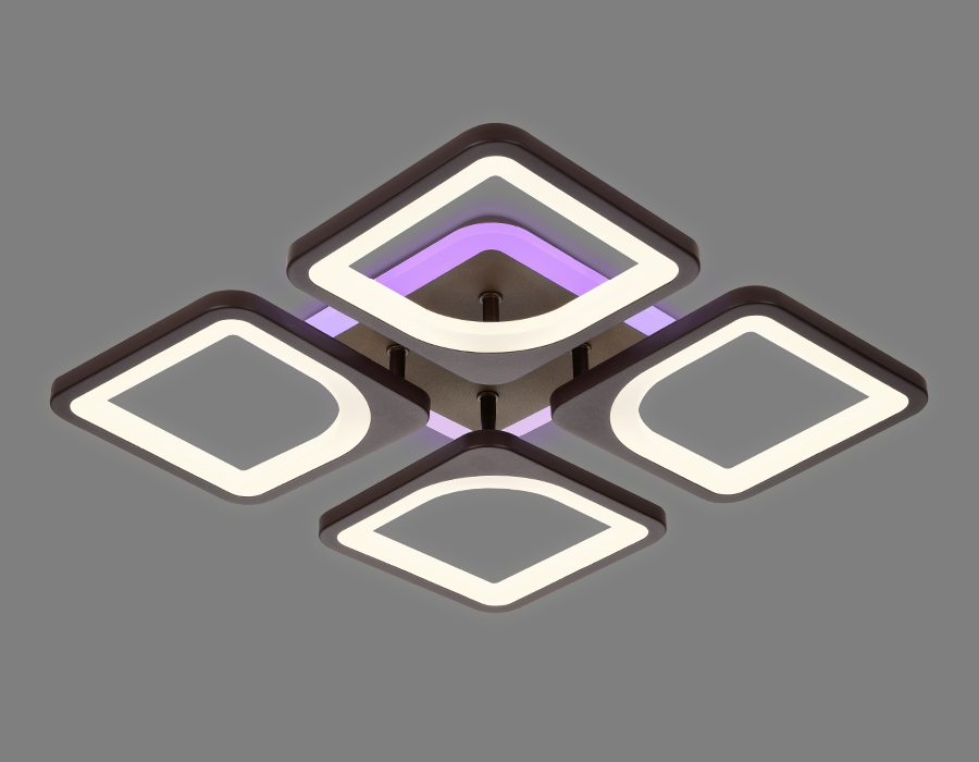 Потолочный светодиодный светильник с пультом FA442/4 CF кофе 78W 520*520*80 (ПДУ РАДИО 2.4G)