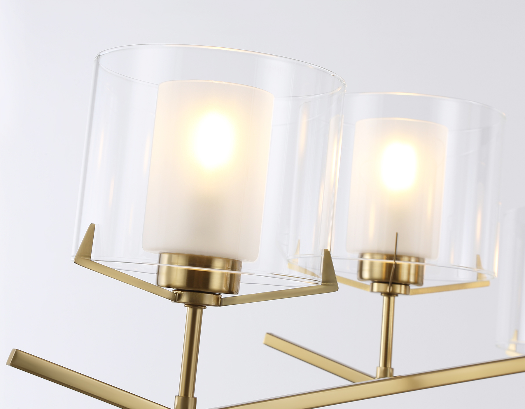 Люстра со стеклянными плафонами на штанге LH57008/6 BS/FR латунь/белый матовый E14/6 max 40W D850*420