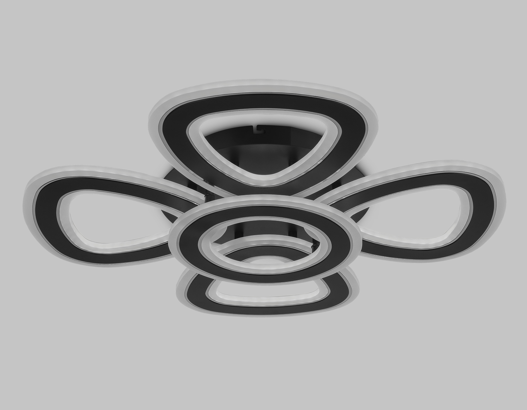 Потолочный светодиодный светильник с пультом FA8926/4+1 BK/CH черный/хром 163W 3000K-6400K 590*590*120 (ПДУ РАДИО 2.4G)