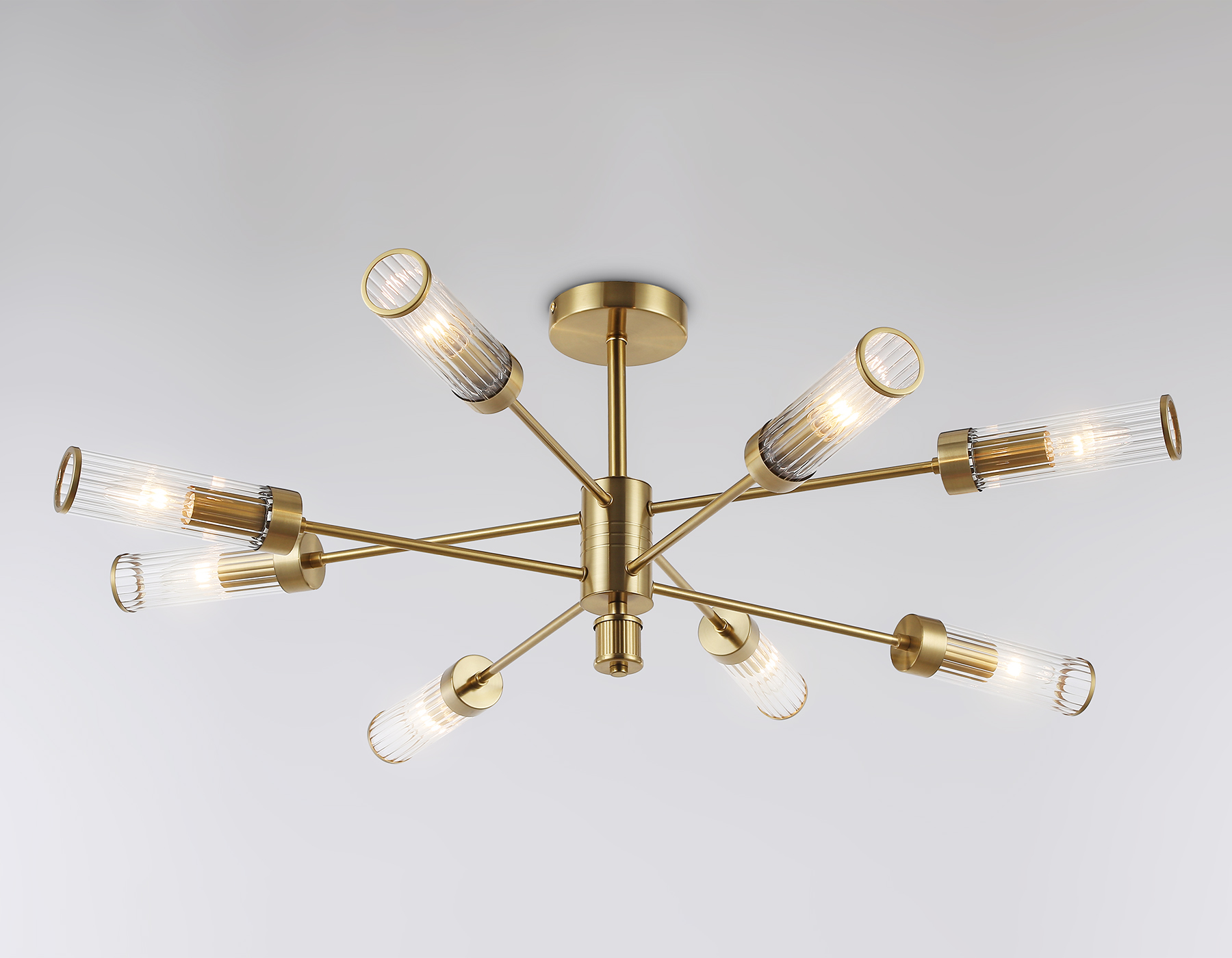 Люстра со стеклянными плафонами на штанге LH55162/8 BS/CL латунь/прозрачный E14/8 max 40W D930*330