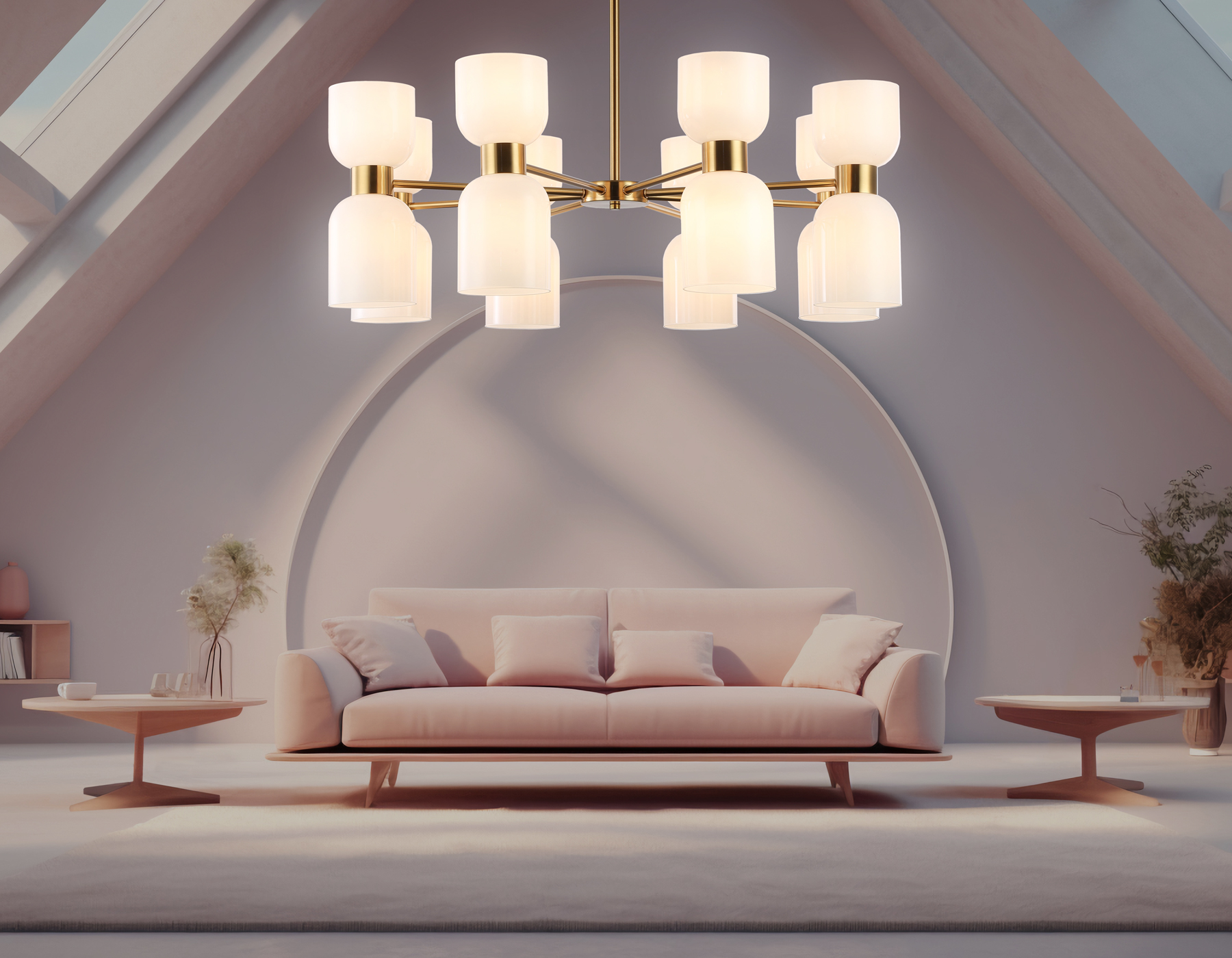 Люстра на штанге LH56095/16 BS/FR латунь/белый матовый E14*16 max 40W D860*510