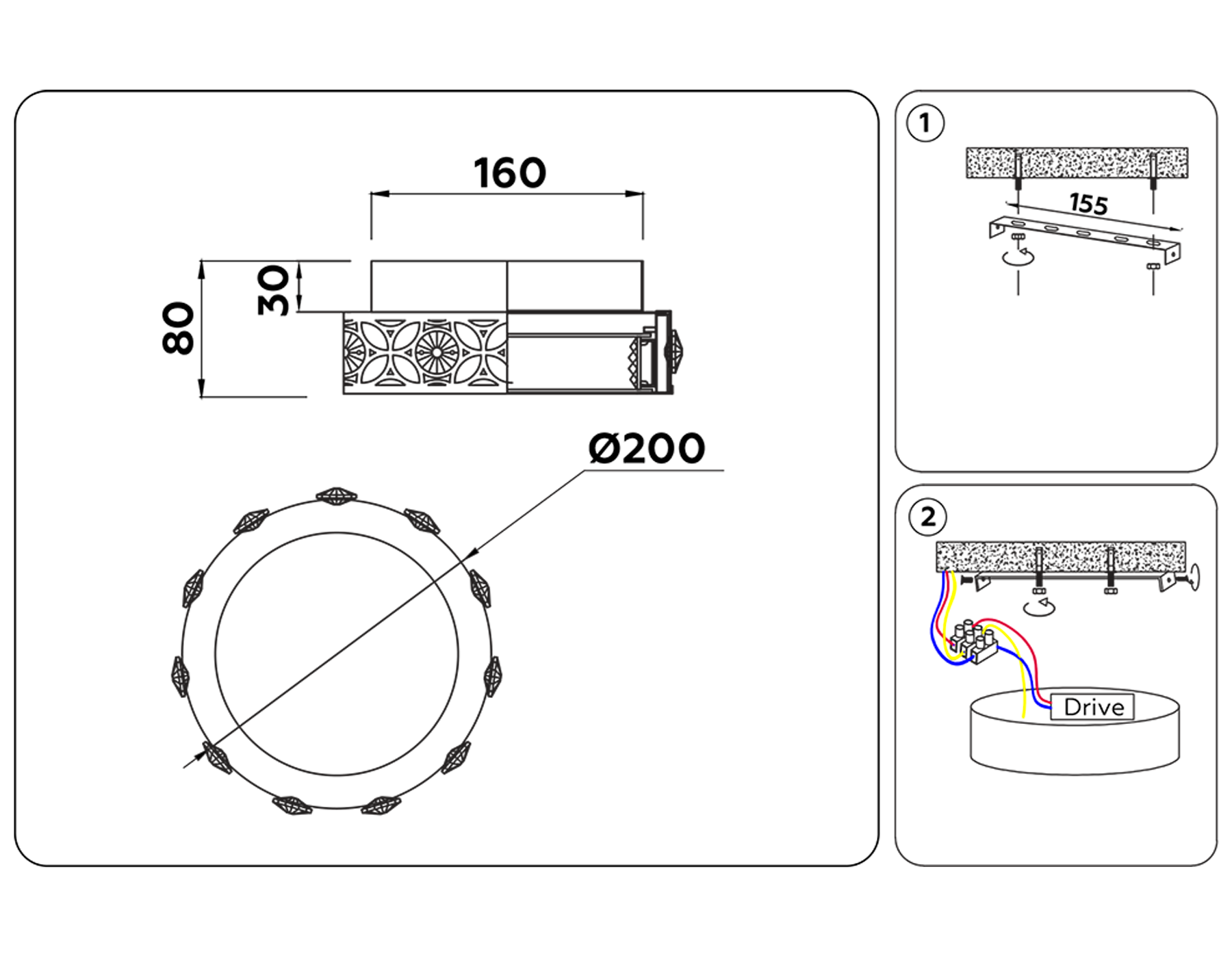 Настенно-потолочный светодиодный светильник с хрусталем FA9420 WH/CH белый/хром 3000K 16W D200*80