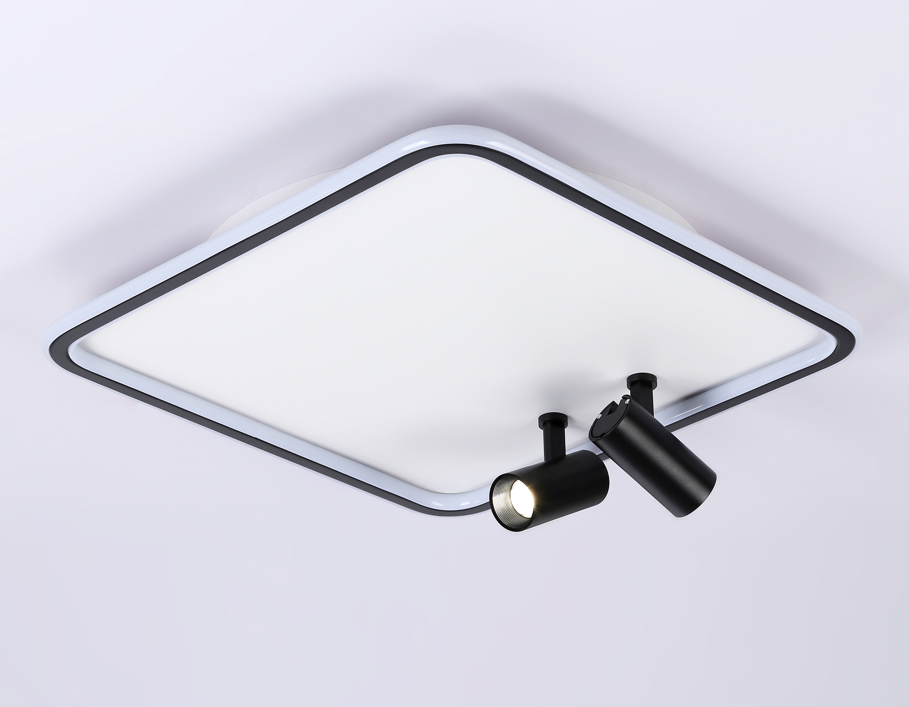 Потолочный светодиодный светильник с пультом управления FL5115/1+2 WH/BK белый/черный 97W 3000K-6400K 480*480*130 (ПДУ ИК)