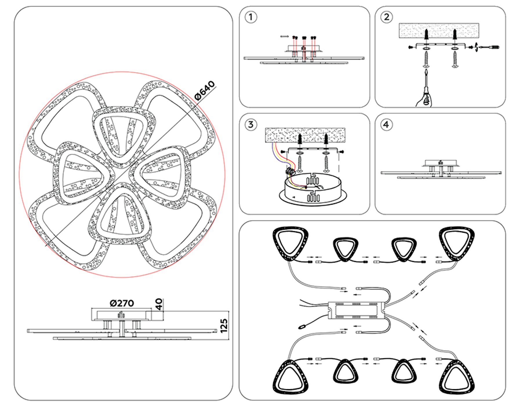 Потолочный светодиодный светильник с пультом FA4515/4+4 WH белый 106W 4200K/3000K/6400K D640*125 (ПДУ ИК)