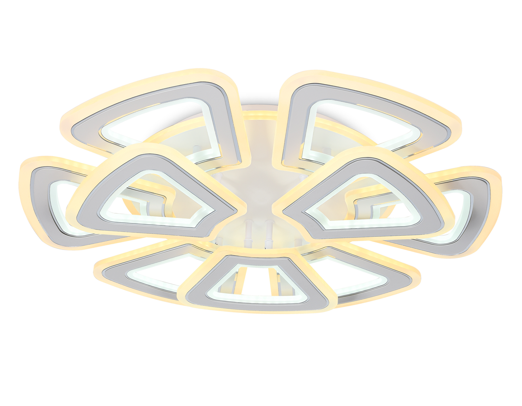 Управляемый светодиодный светильник FA8892/6+3 WH/CH белый/хром 210W 3000K/4200K/6400K 650*640*130 (ПДУ РАДИО 2.4G)