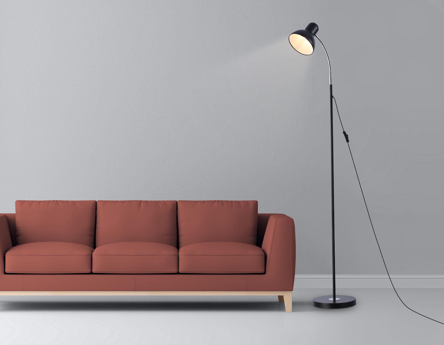 Светильник напольный с выключателем на проводе TR97656 BK черный E27 max 40W D140*1450