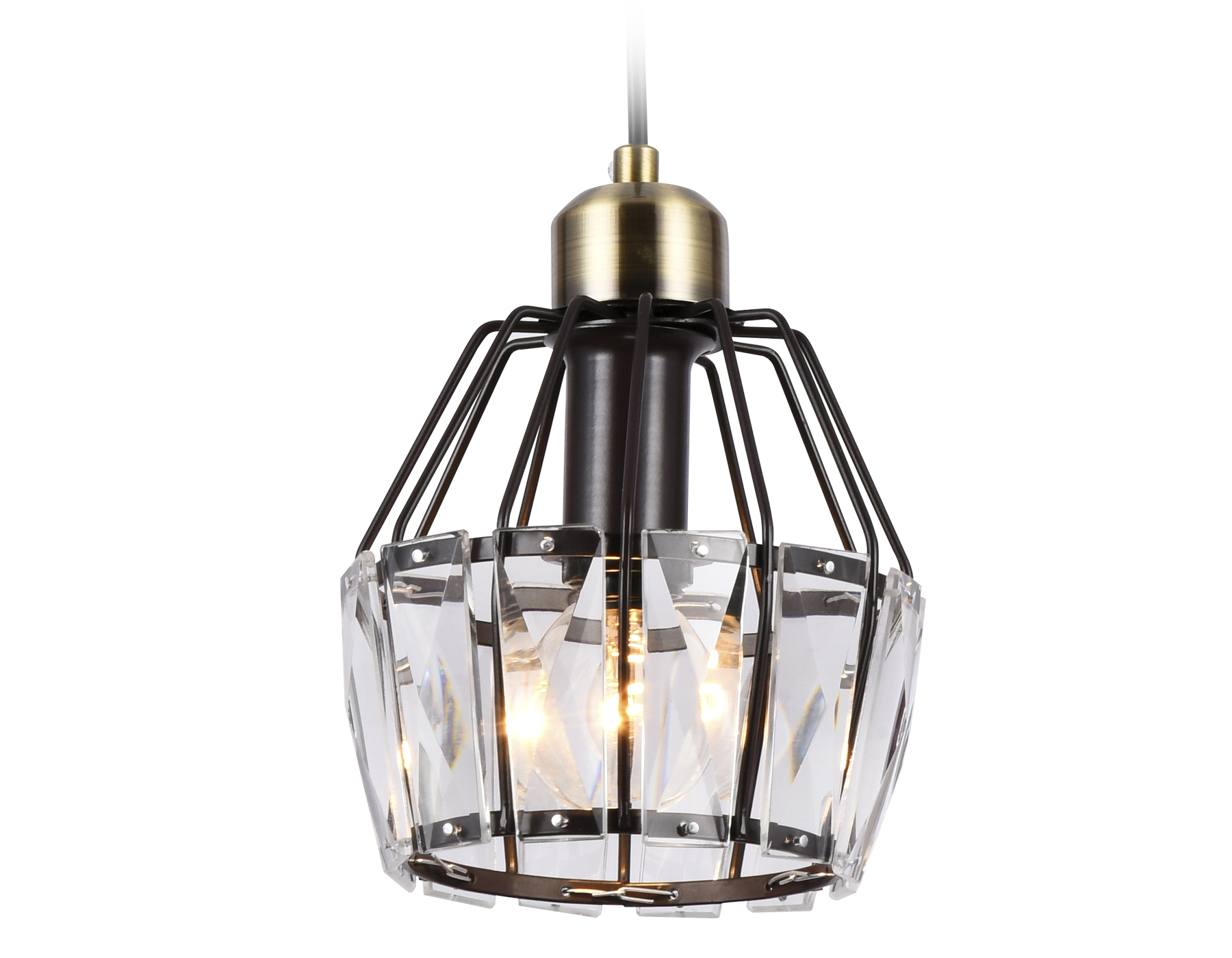 Подвесной светильник с хрусталем TR5875 DCF/SB темный кофе/бронза E14 max 40W D150*650