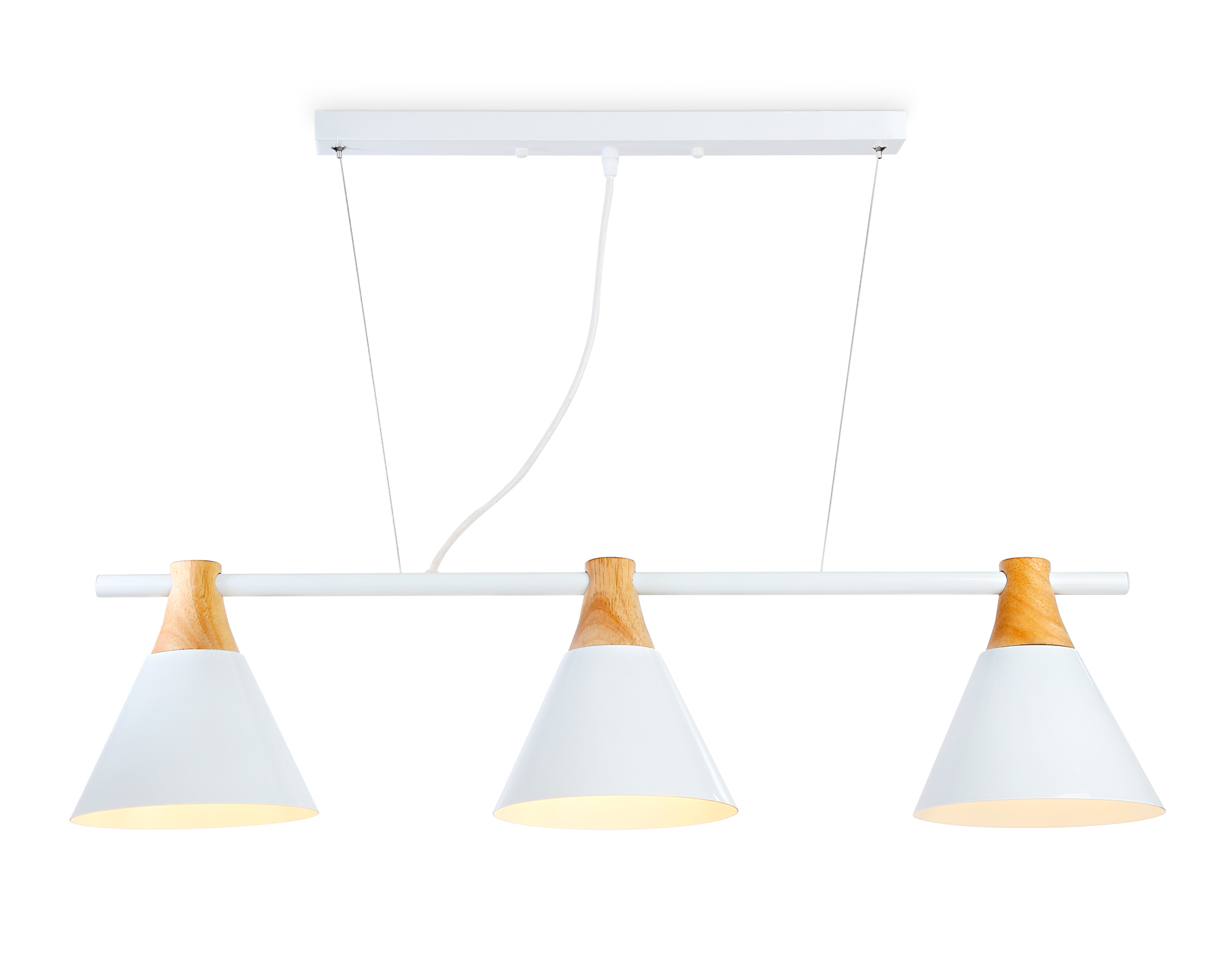 Подвесной светильник в стиле лофт TR8196/3 WH/LW белый/светлое дерево E27*3 max 40W 880*200*1010