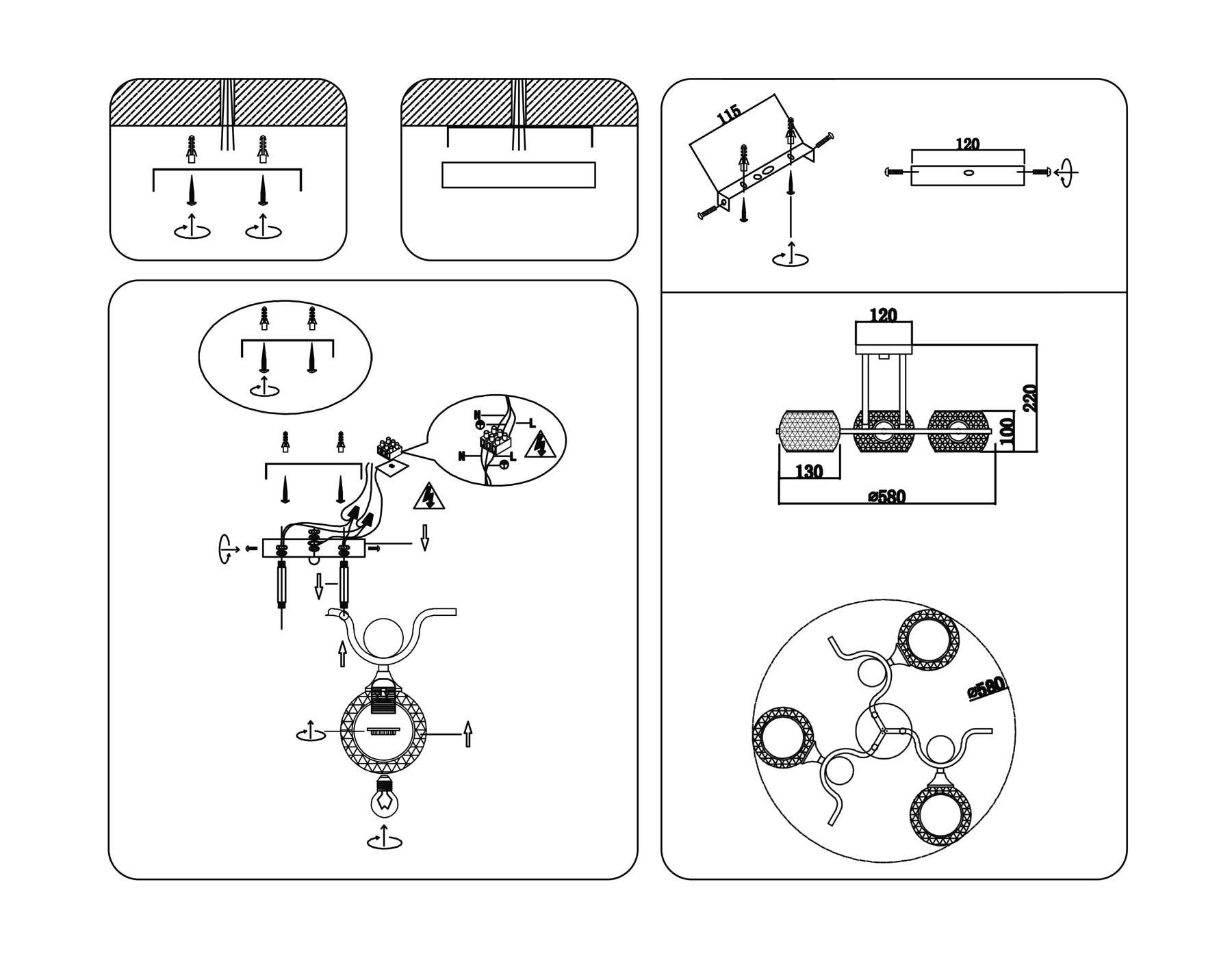 Подвесной светильник TR80163/3 WH белый E27/3 max 40W D580*220