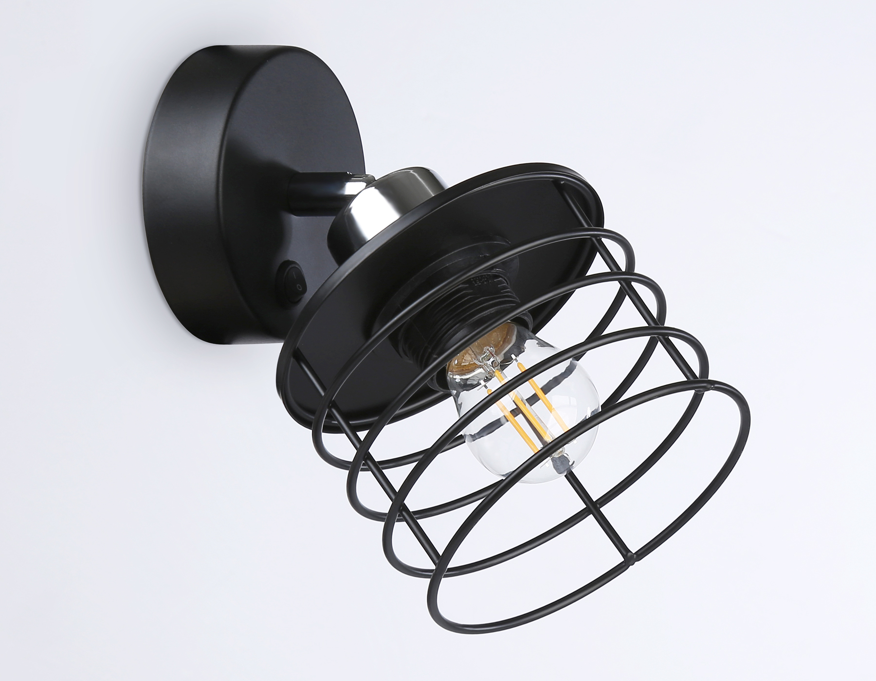 Накладной спот с выключателем в стиле лофт TR8088 BK/CH черный/хром E27 max 40W D120*200