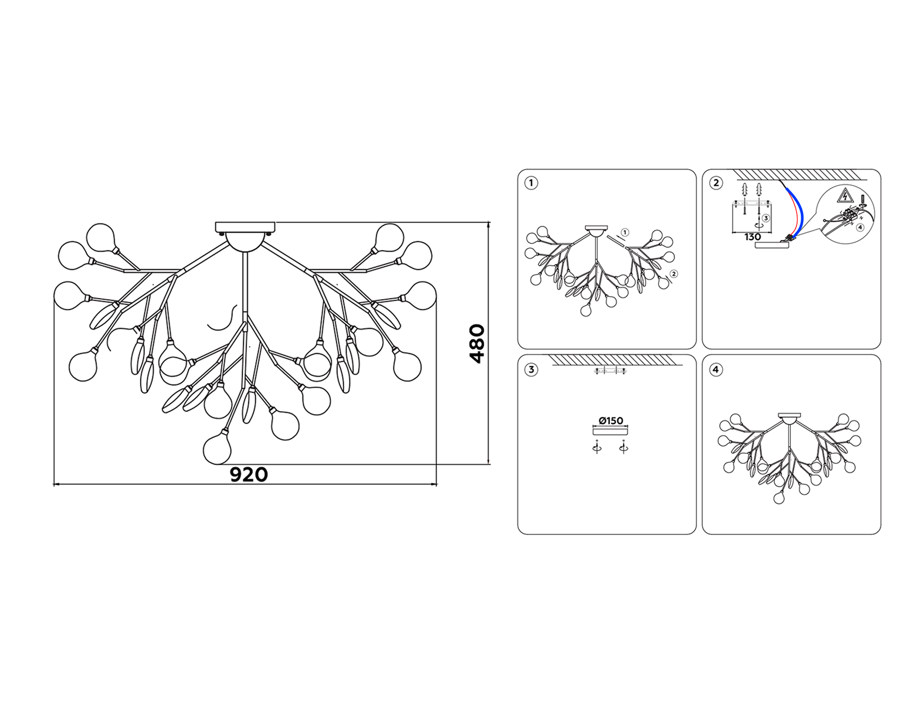 Потолочная люстра TR3018/36 WH/FR белый/матовый G4/36 max 20W D920*480