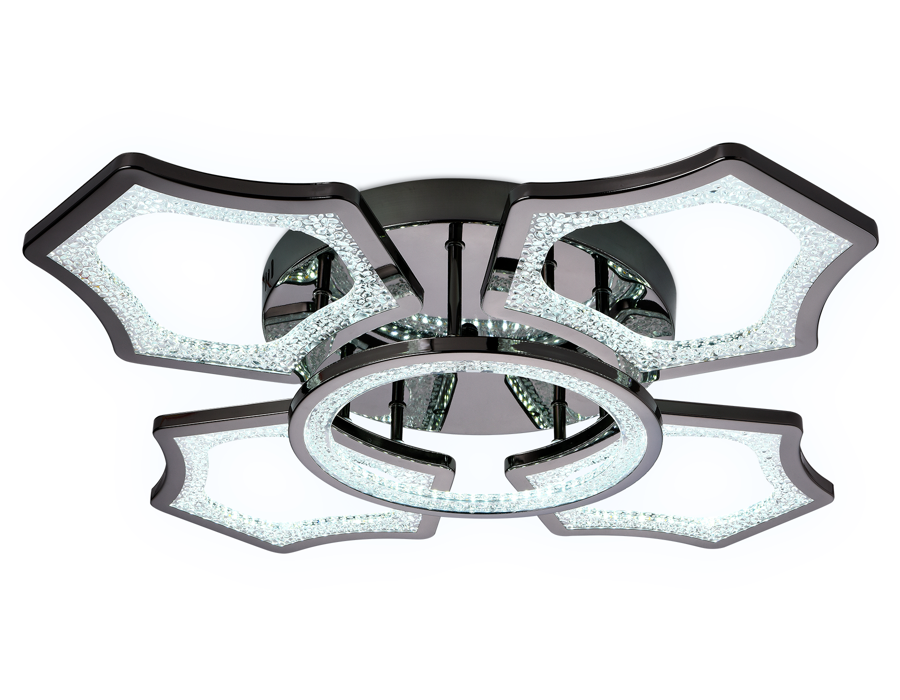 Потолочный светодиодный светильник с пультом FA576/4+1 DCH черный хром 106W 620*620*120 (ПДУ РАДИО 2.4G)