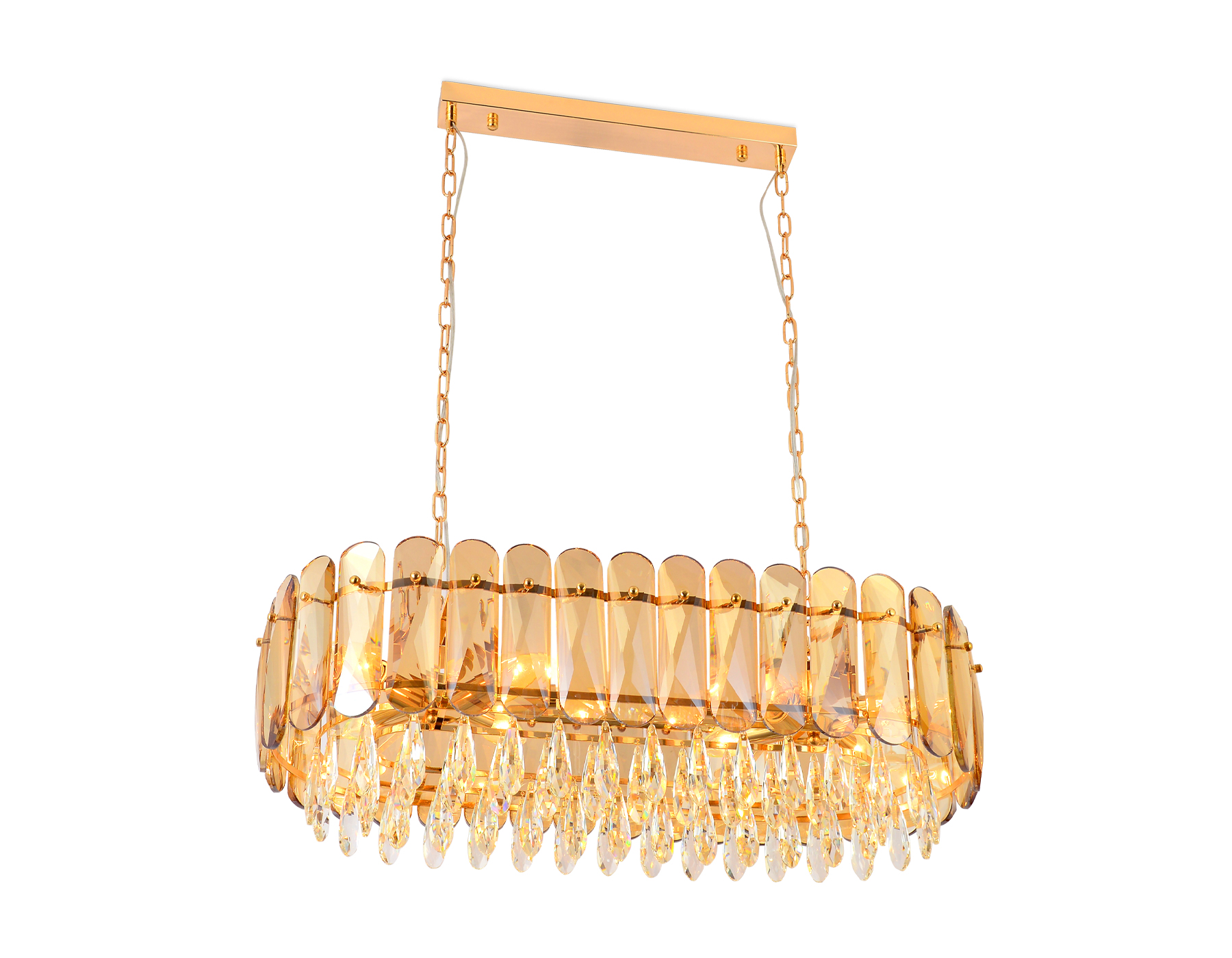 Подвесная хрустальная люстра TR5074/8 GD/TI/CL золото/янтарь/прозрачный E14/8 max 40W 800*360*950